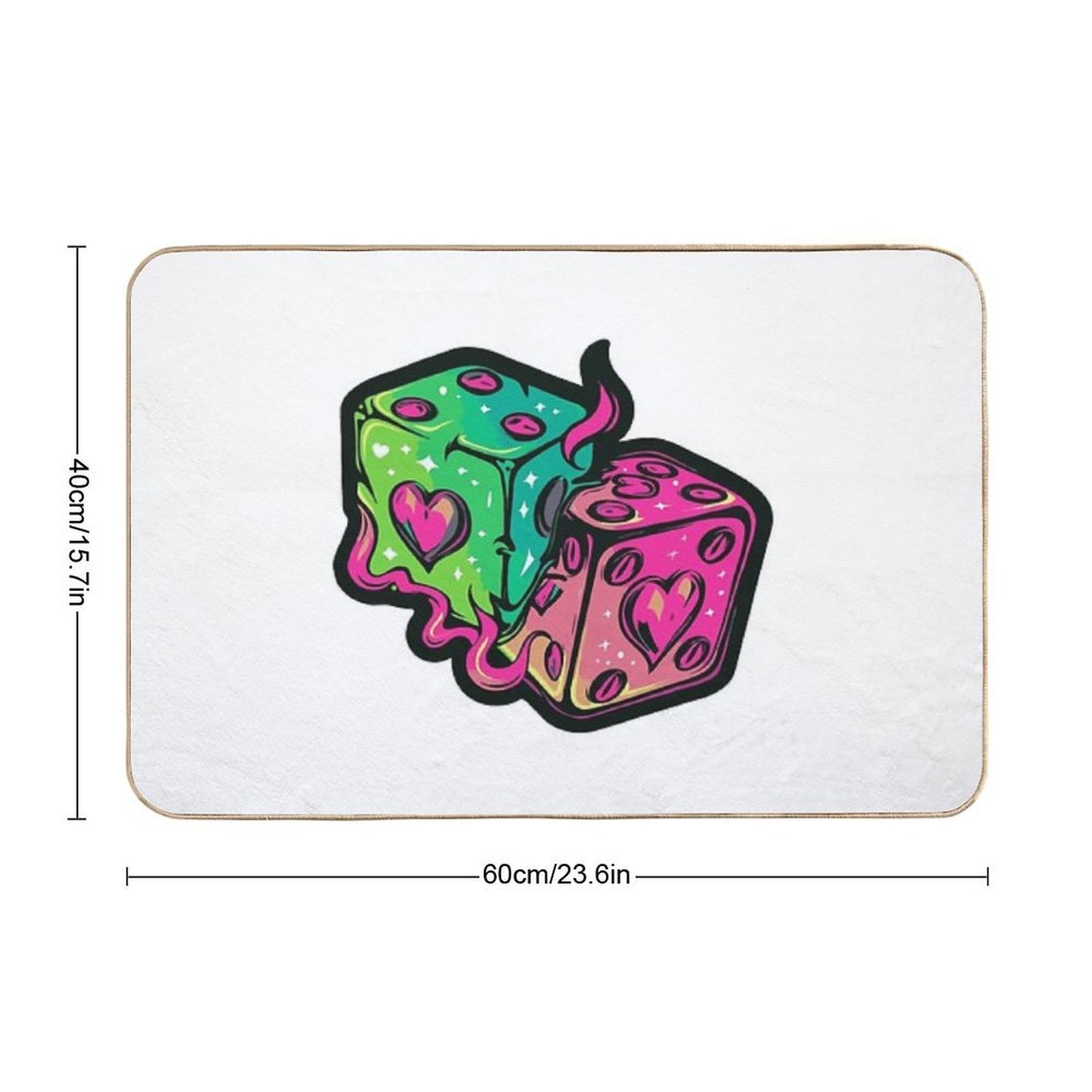 Neon Dice Hearts  Fade-Resistant Bath Mat