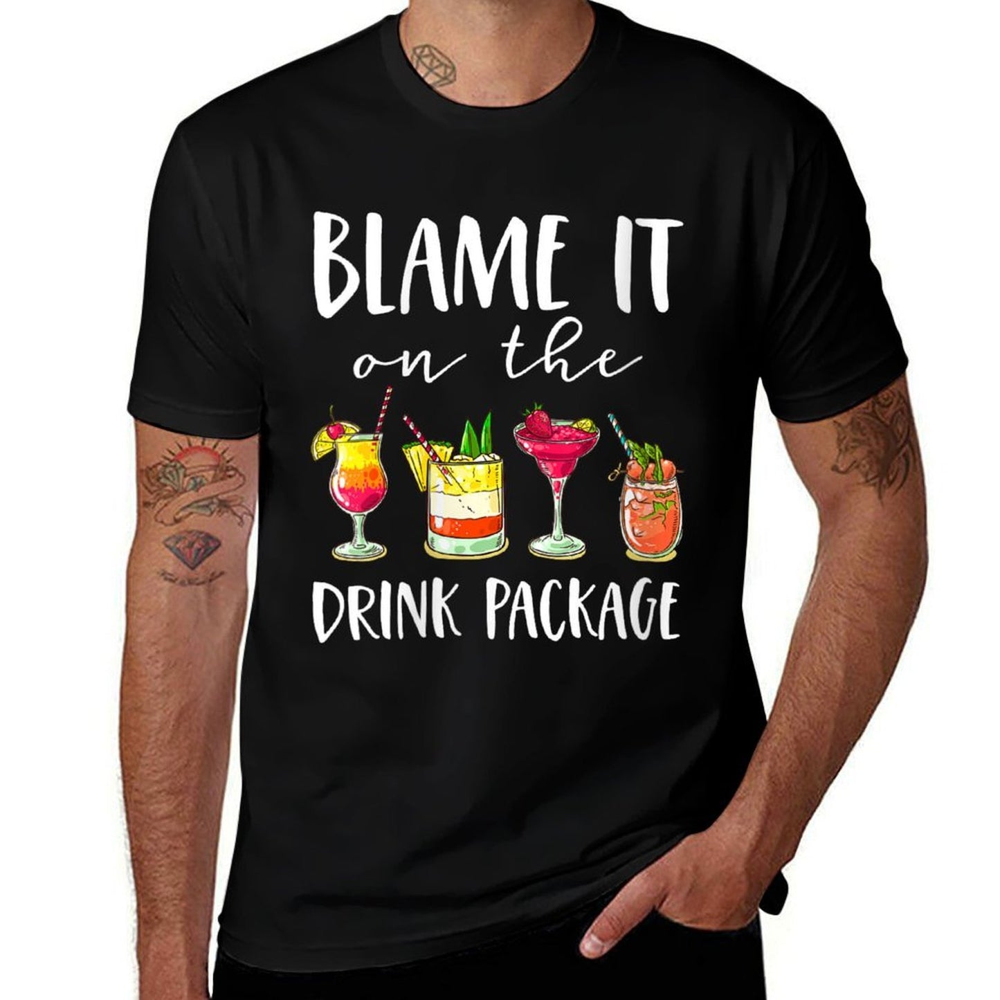 Womens Funny Cruise Gifts Blame It On The Drink Package  Heathered Texture T-Shirt