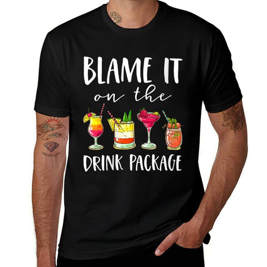 Womens Funny Cruise Gifts Blame It On The Drink Package  Heathered Texture T-Shirt