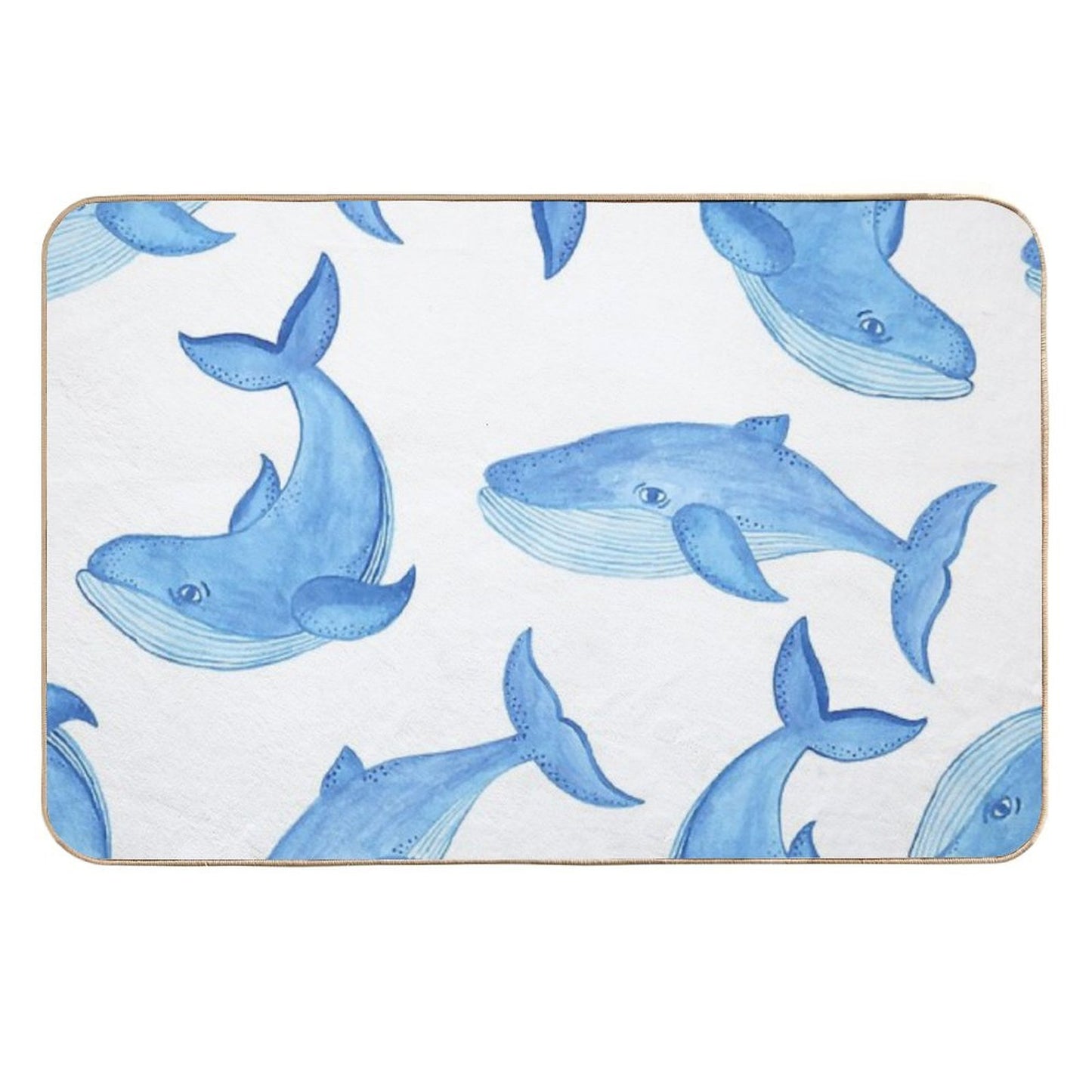 Blue Whales Pattern Dirt-Trapping Bath Mat