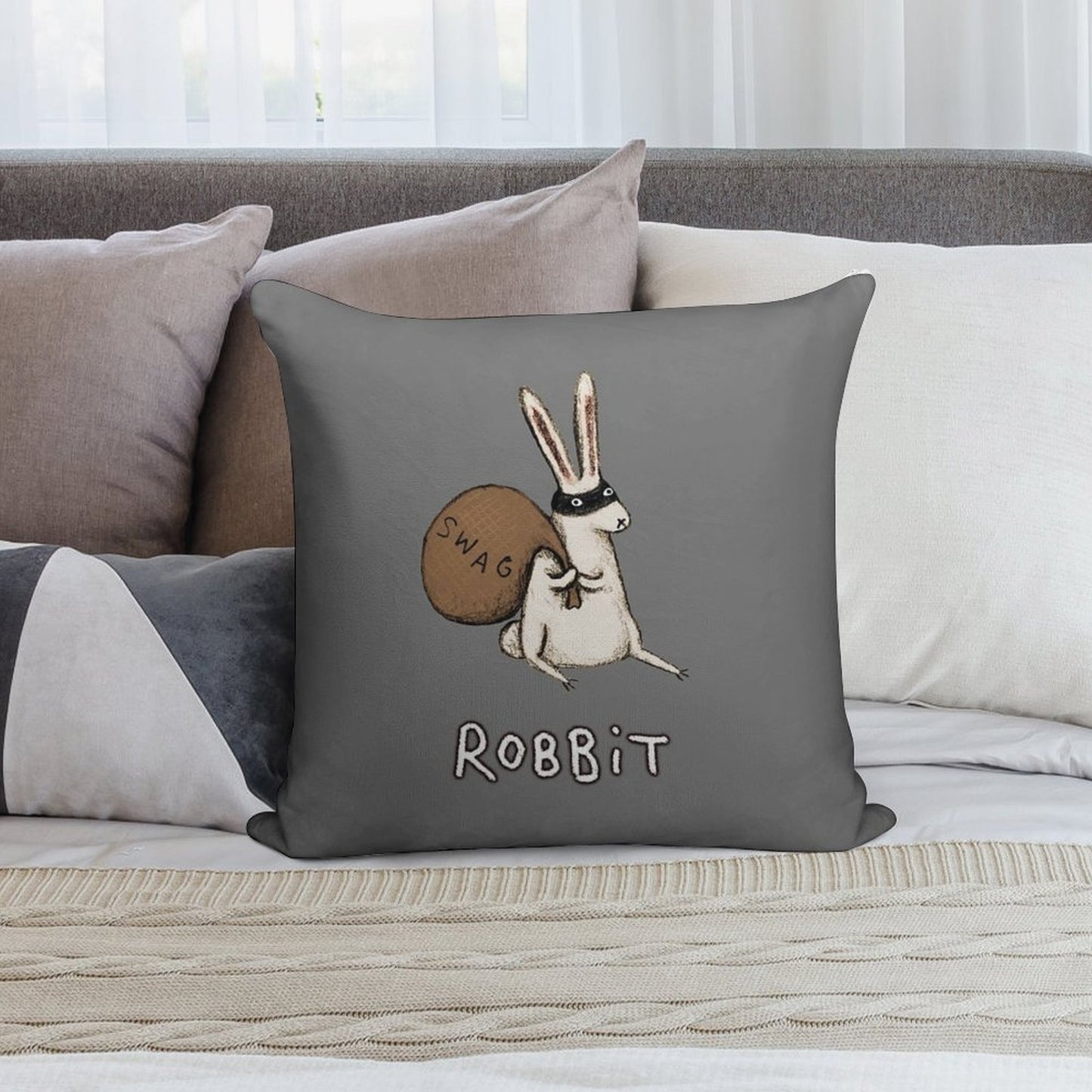 Robbit Soft High-Density Material Throw Pillow
