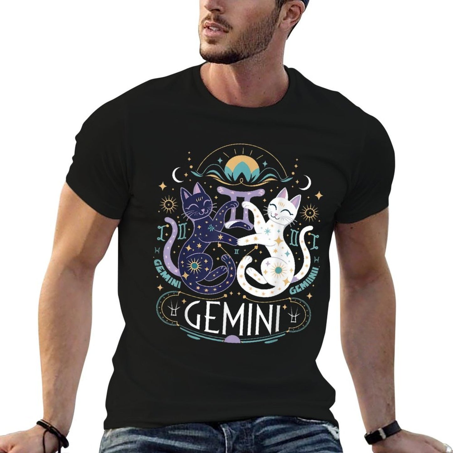 Gemini Zodiac Cats Lover Astrology Twin Cats Gemini Quick-drying T-Shirt