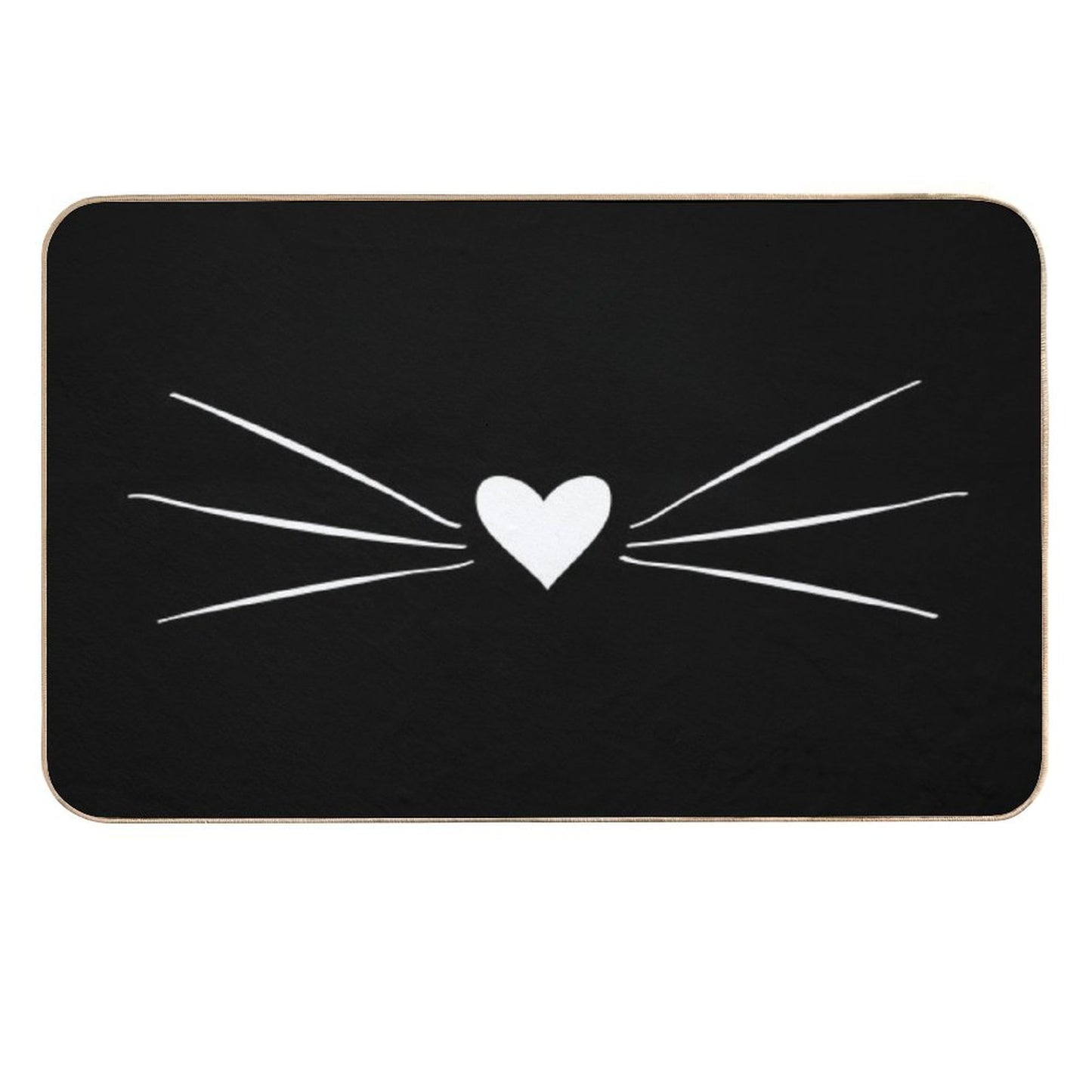 White Cat Heart Nose & Whiskers Easy To Clean Bath Mat