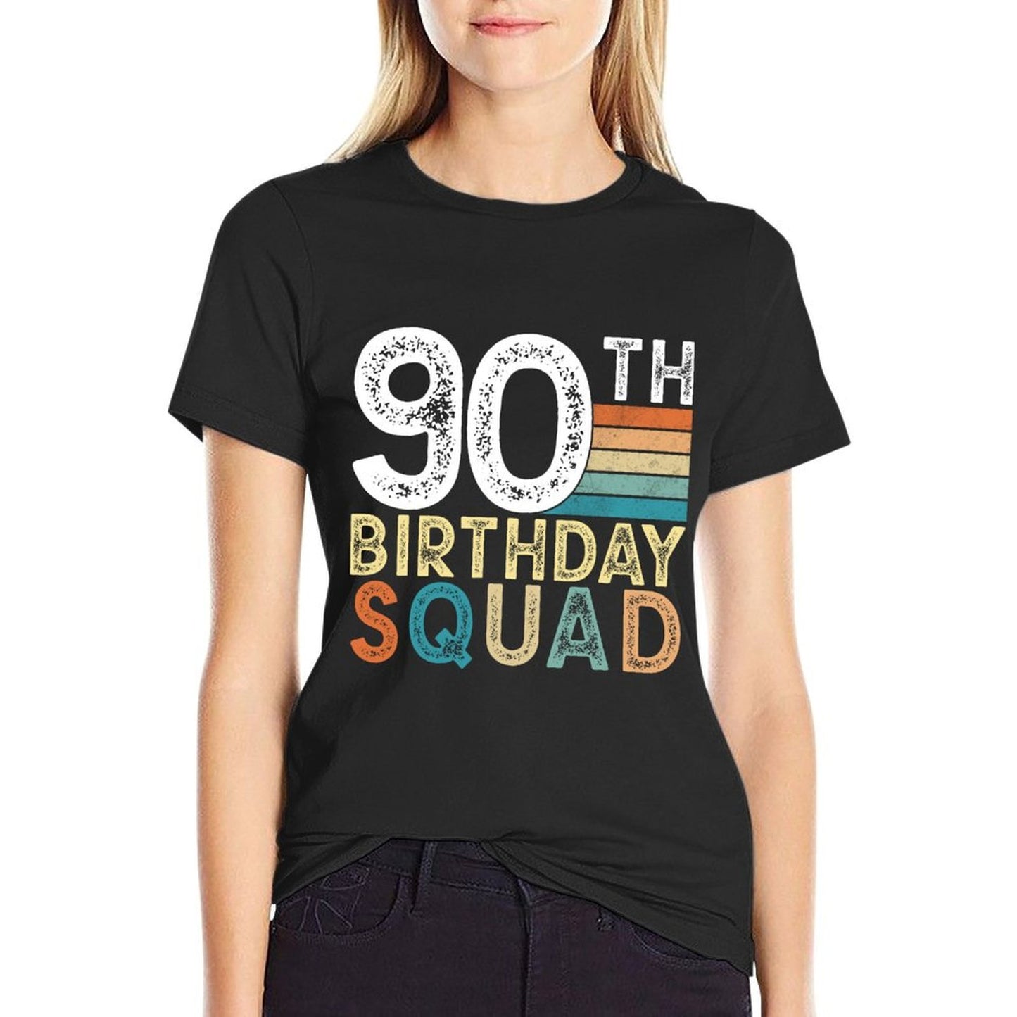 90th Birthday Squad Bday 90 Year Old Party Crew Men Women Wrinkle-resistant T-Shirt