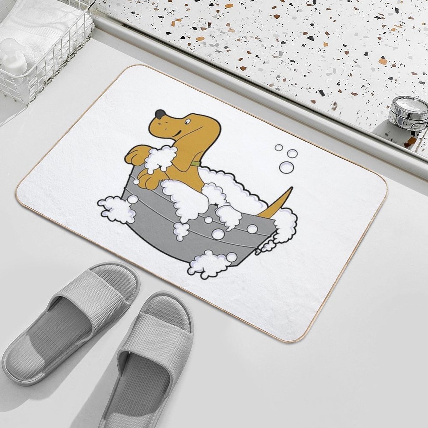 Dog Taking A Bath Versatile Bath Mat