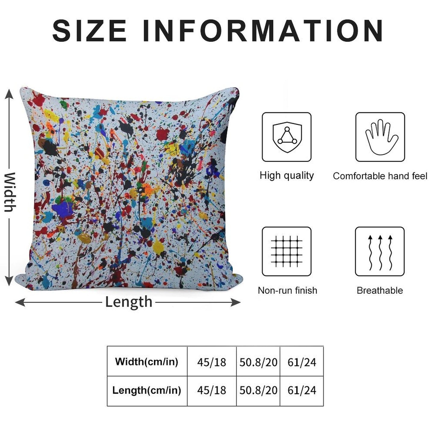 Splatter Paint Soft Easy Maintenance Throw Pillow