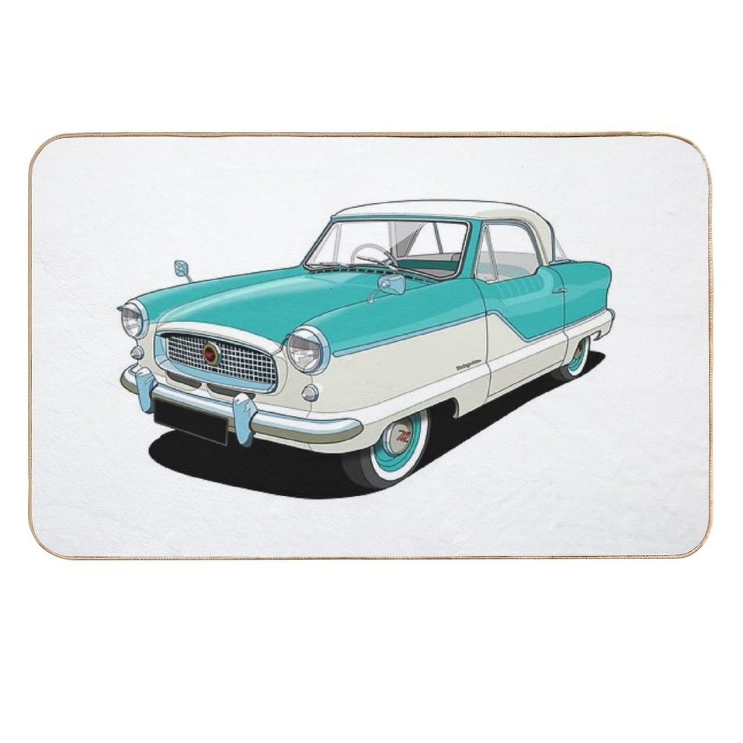 Austin Metropolitan in Two Tone Turquoise And White Toxin-Free Bath Mat