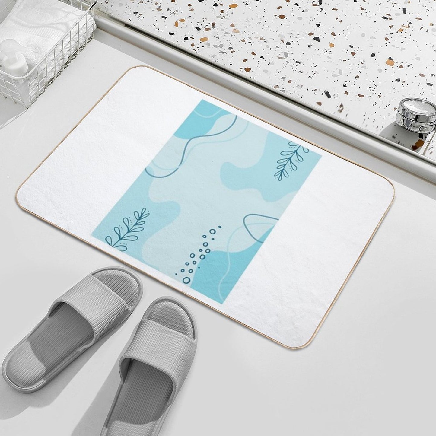 Blue Abstract Art High-Traffic Bath Mat