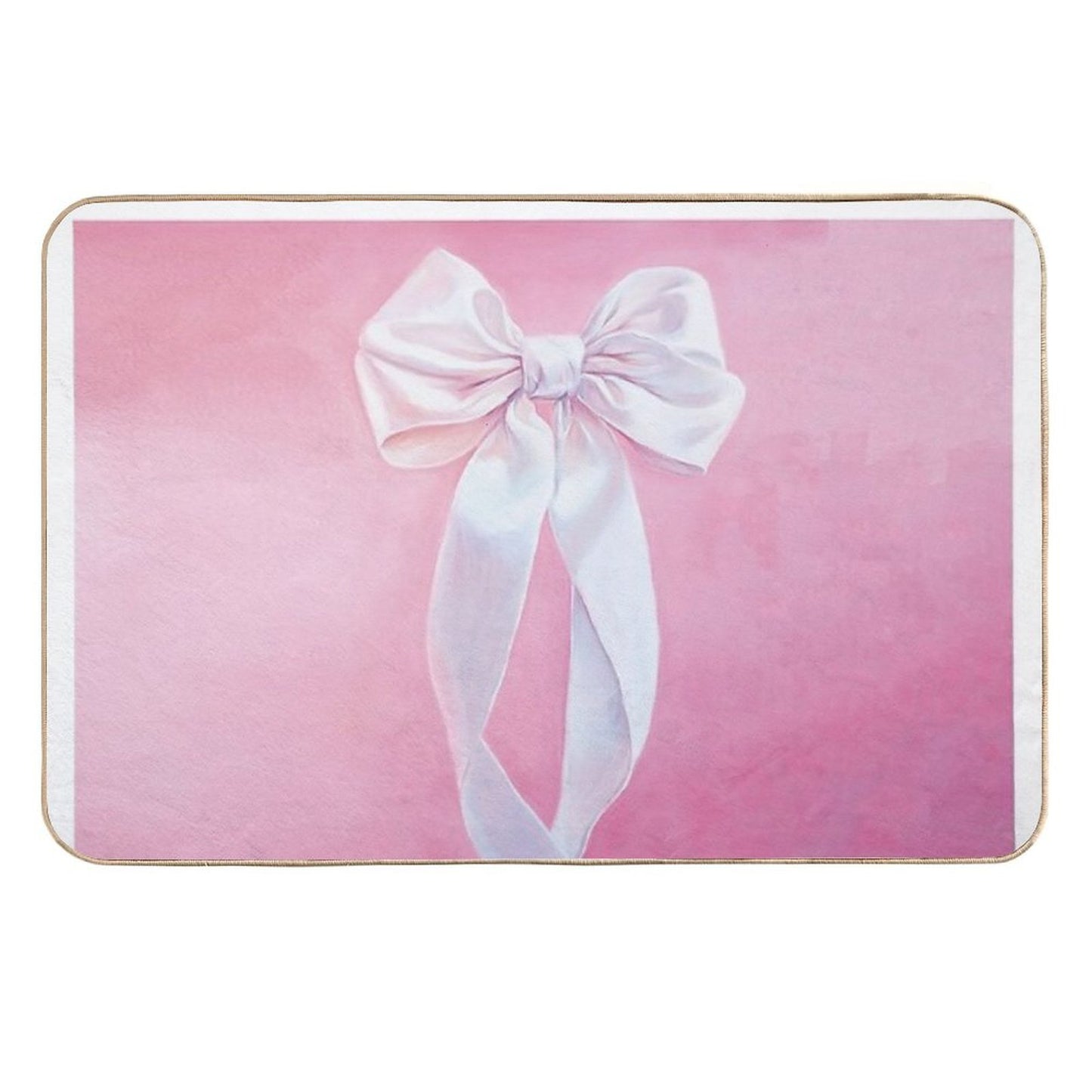 Lovely White Bow High-Traffic Bath Mat