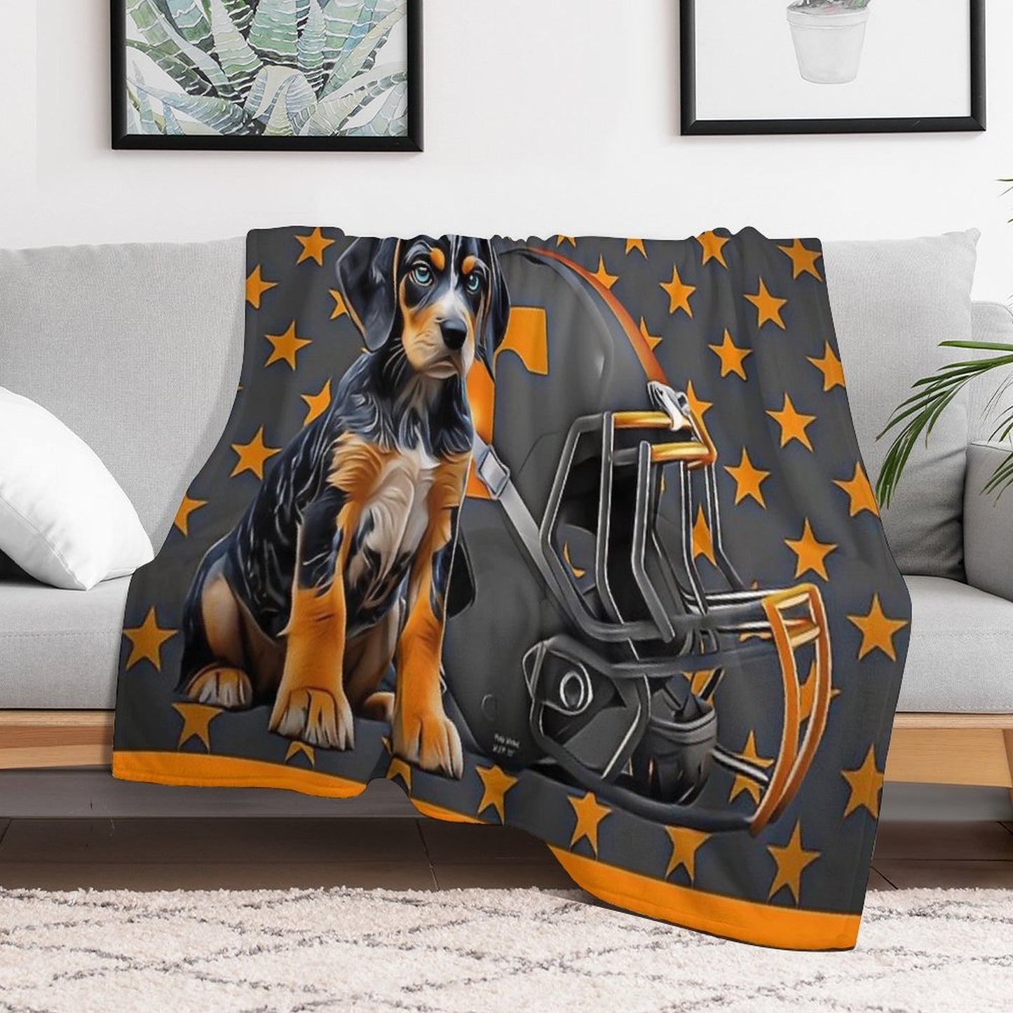 Tennessee Bluetick - Orange Stars Gift-ready Throw Blanket