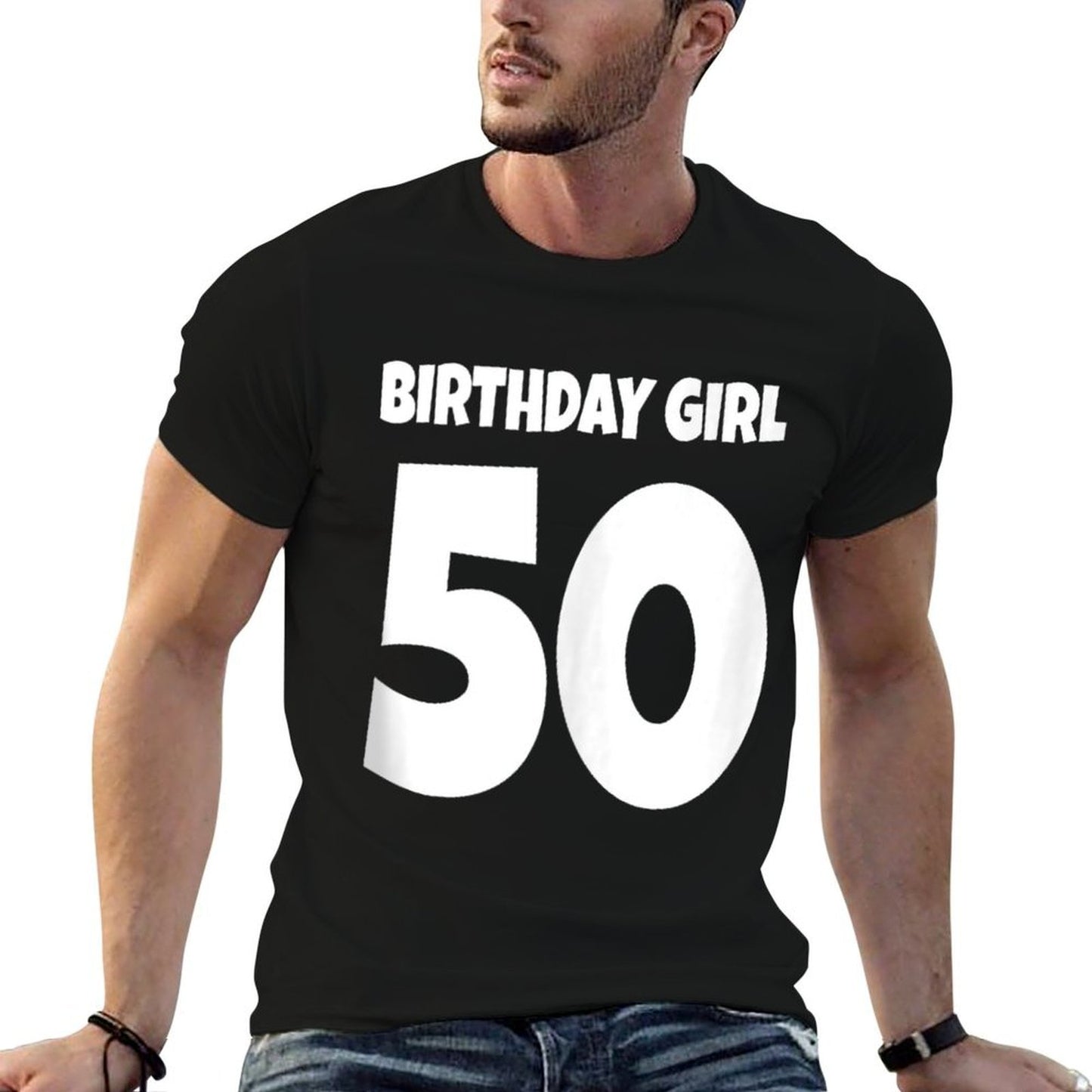 Birthday Girl 50 Womens 50th Birthday Party Oversized Silhouette T-Shirt
