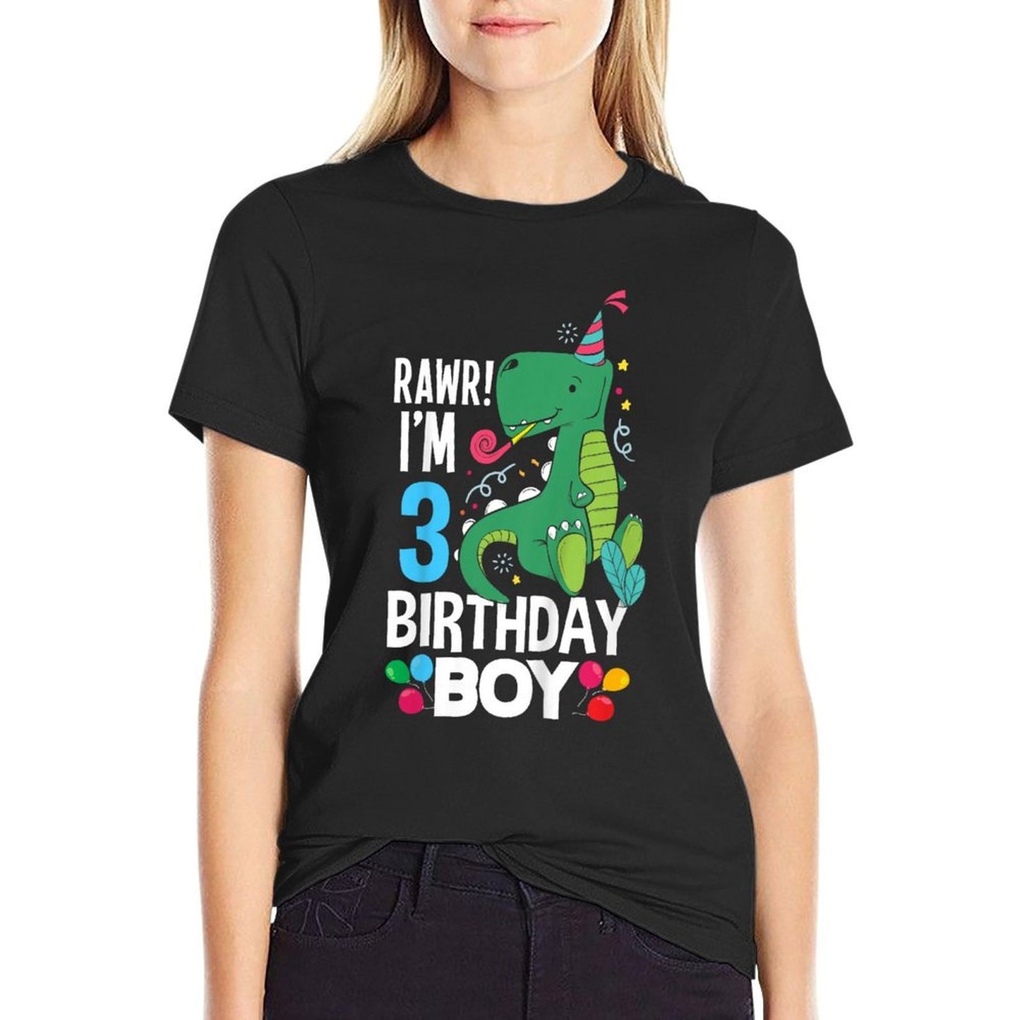 Kids 3rd Birthday Boys 3 Year Old Birthday Boy T Rex Dinosaur  Wrinkle-resistant T-Shirt