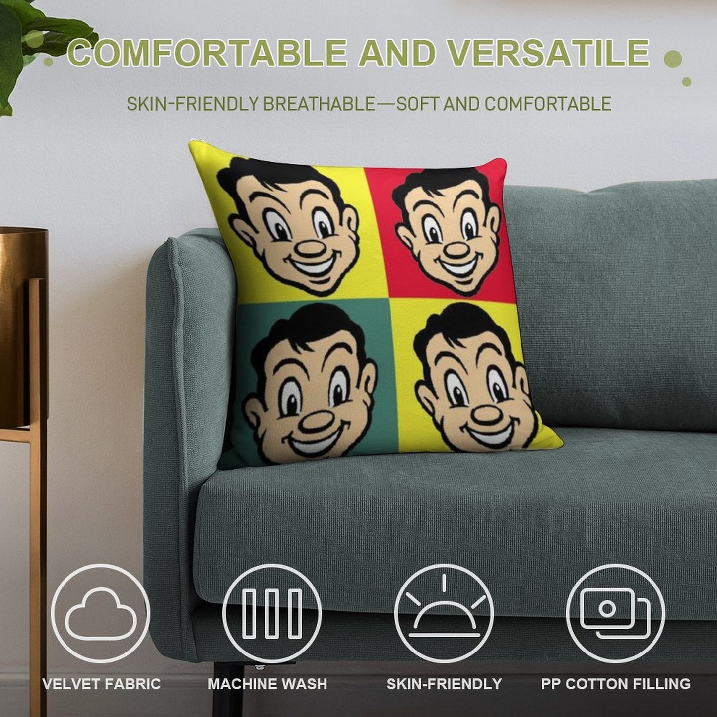 FOUR GUYS Soft Skin-Friendly Throw Pillow