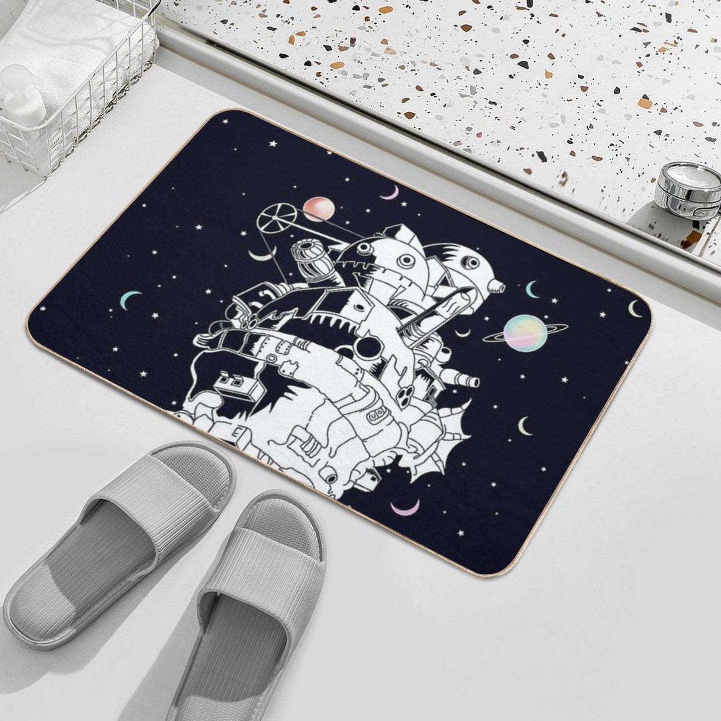 Castle in A Starry Night Repositionable Bath Mat
