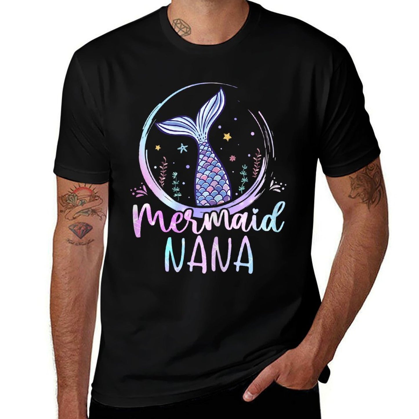 Womens Mermaid Nana Birthday Mermaid Girl Beach Mermaid Tail Versatile T-Shirt