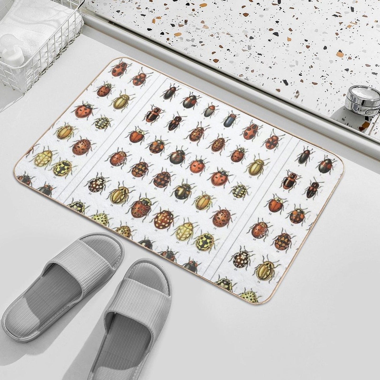 Ladybird Beetles Vintage Scientific Absorbent Bath Mat