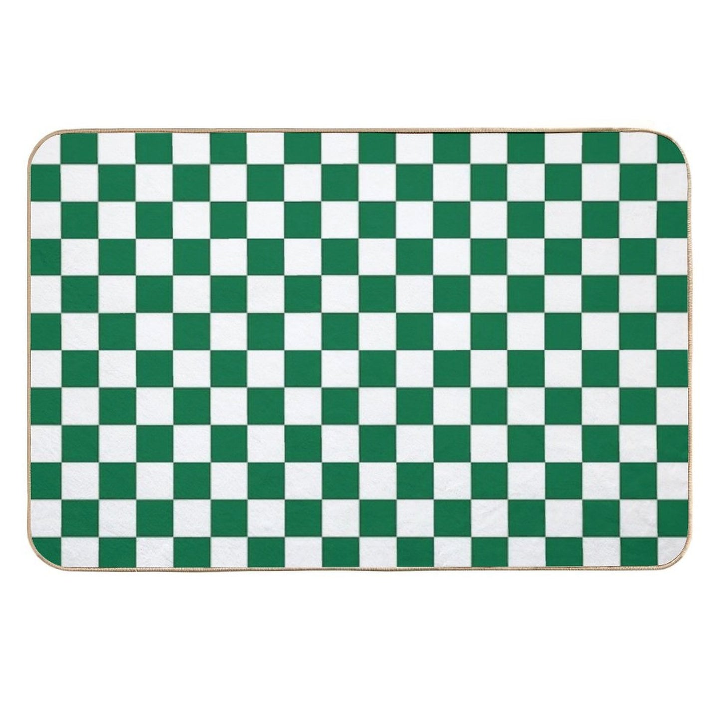 White And Cadmium Green Checkerboard Repositionable Bath Mat