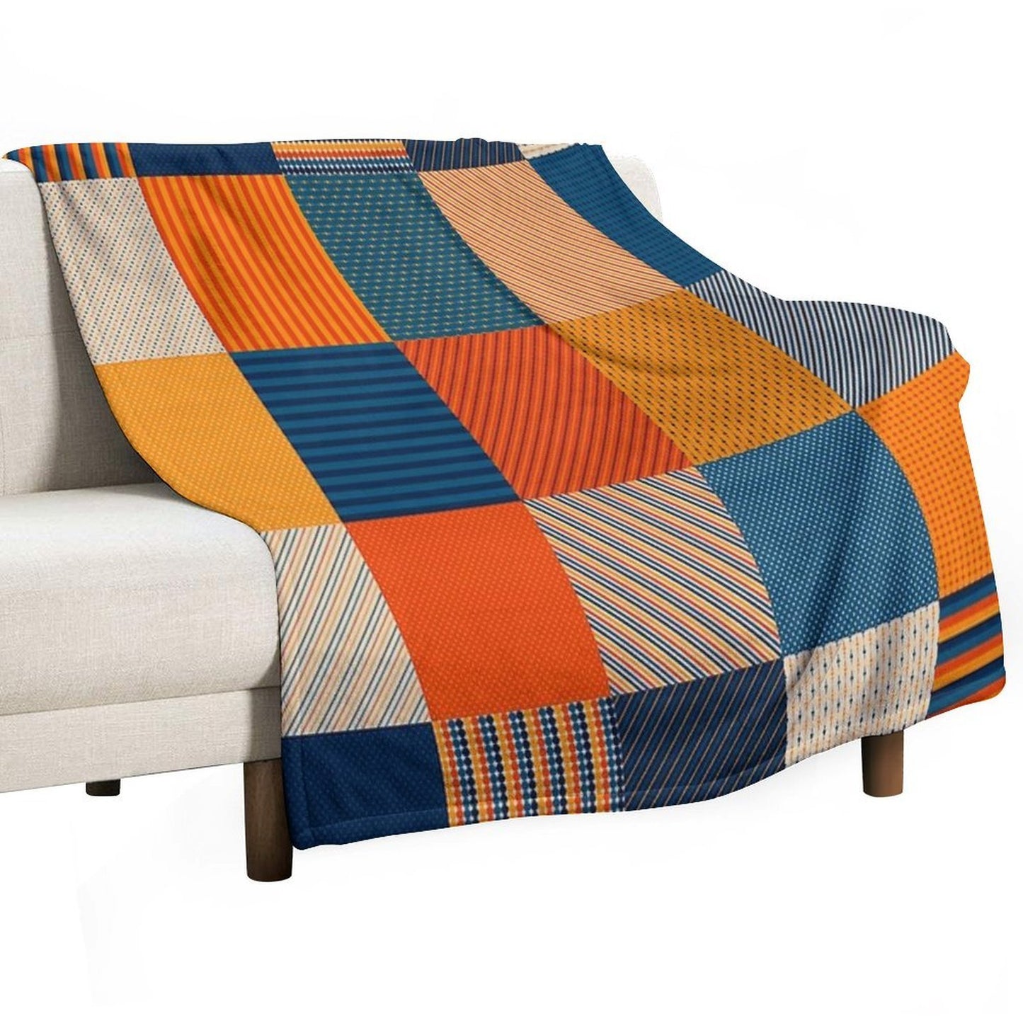 Retro Color Stripes And Dots Patchwork Pattern Quick-dry Throw Blanket