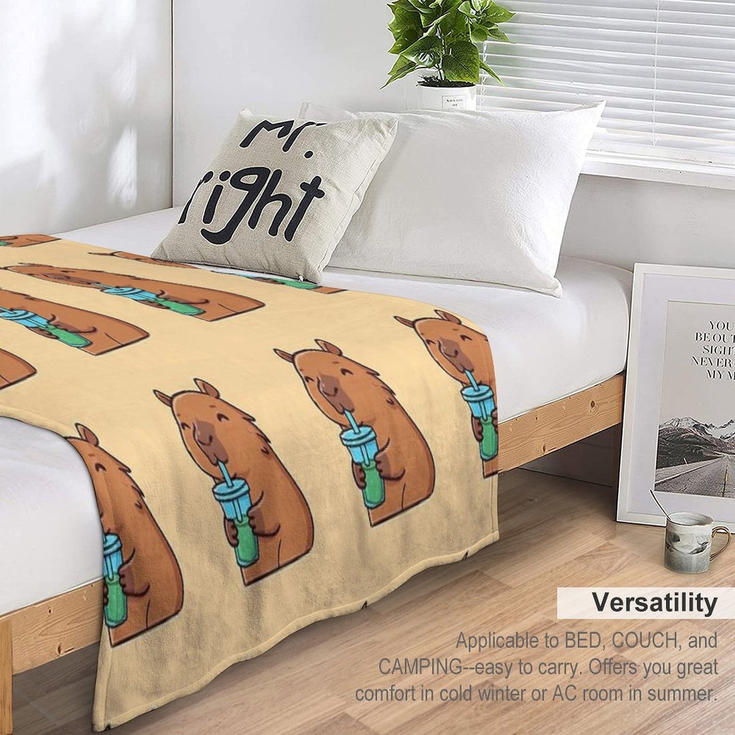 Capybara Drinking Refreshing Drink Wrinkle-free Throw Blanket