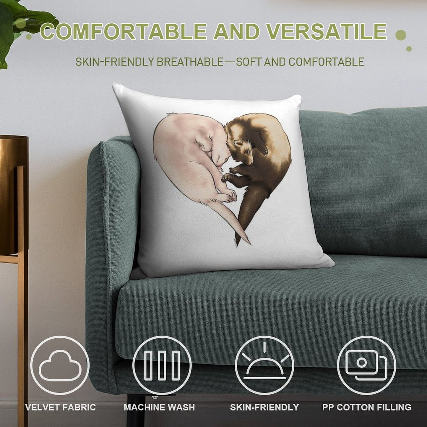 Ferret Love Soft High-Density Material Throw Pillow