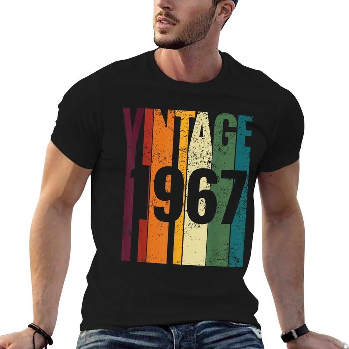 Vintage 1967 50th Birthday, Funny Novelty Oversized Silhouette T-Shirt