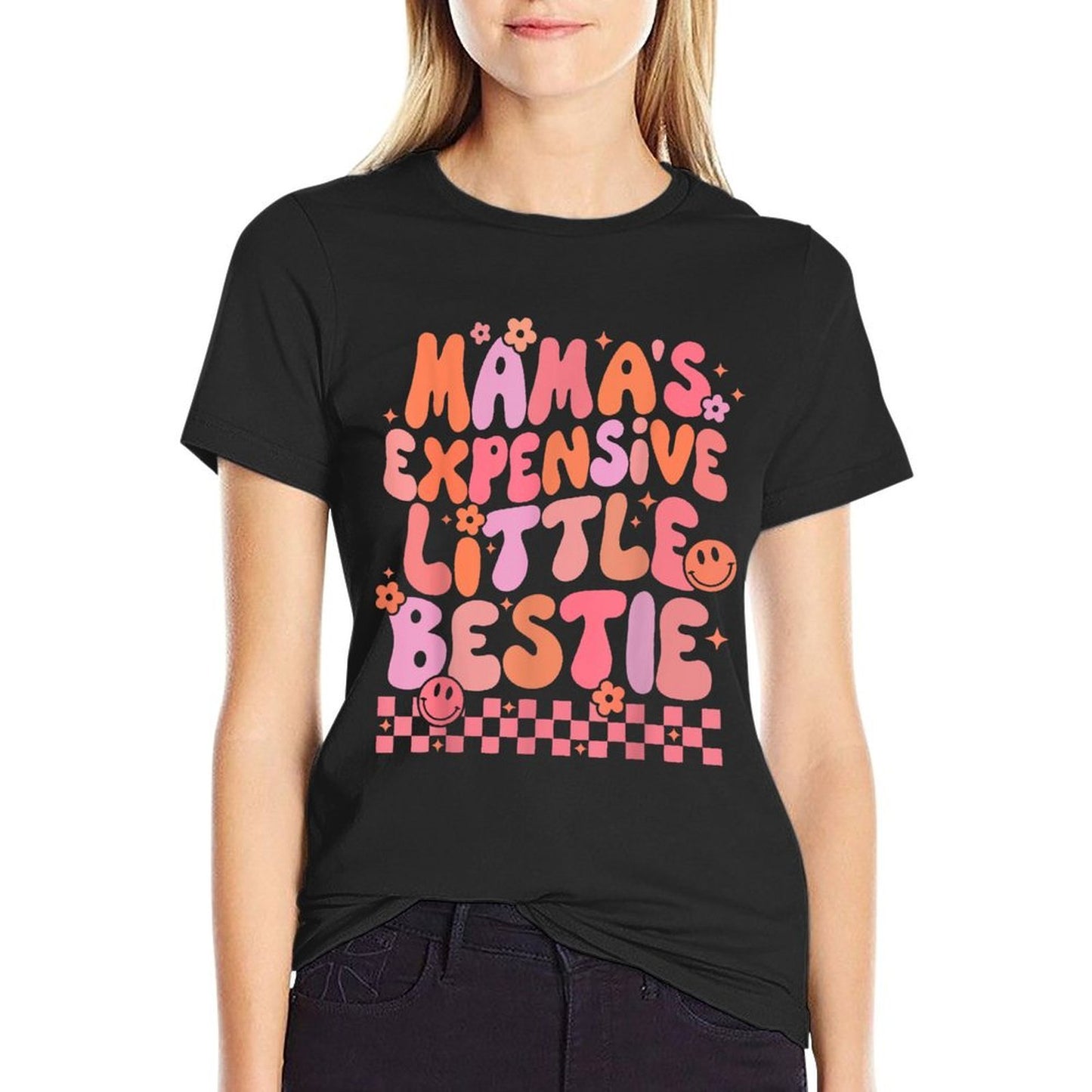 Mamas Expensive Little Bestie Trendy Kids Fade-proof Color T-Shirt