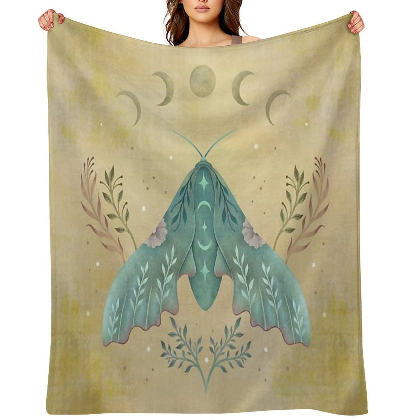 Luna And Moth - Oriental Vintage Anti-pilling Throw Blanket