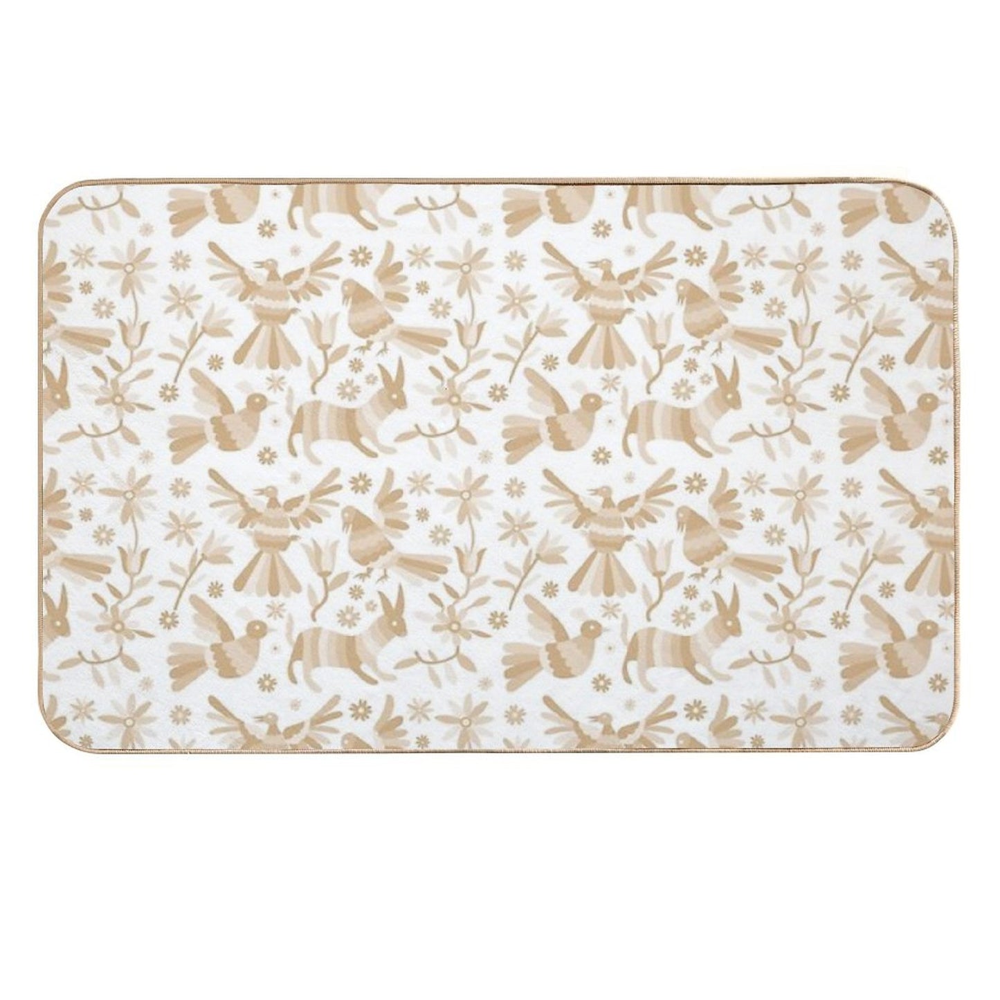 Otomi, Beige Otomi Texture, Neutral Colors, Mexican Otomi, Mexican Art, Light Brown, Mexican Craft, Mexican Folk, Otomi Texture, Slip-Resistant Bath Mat
