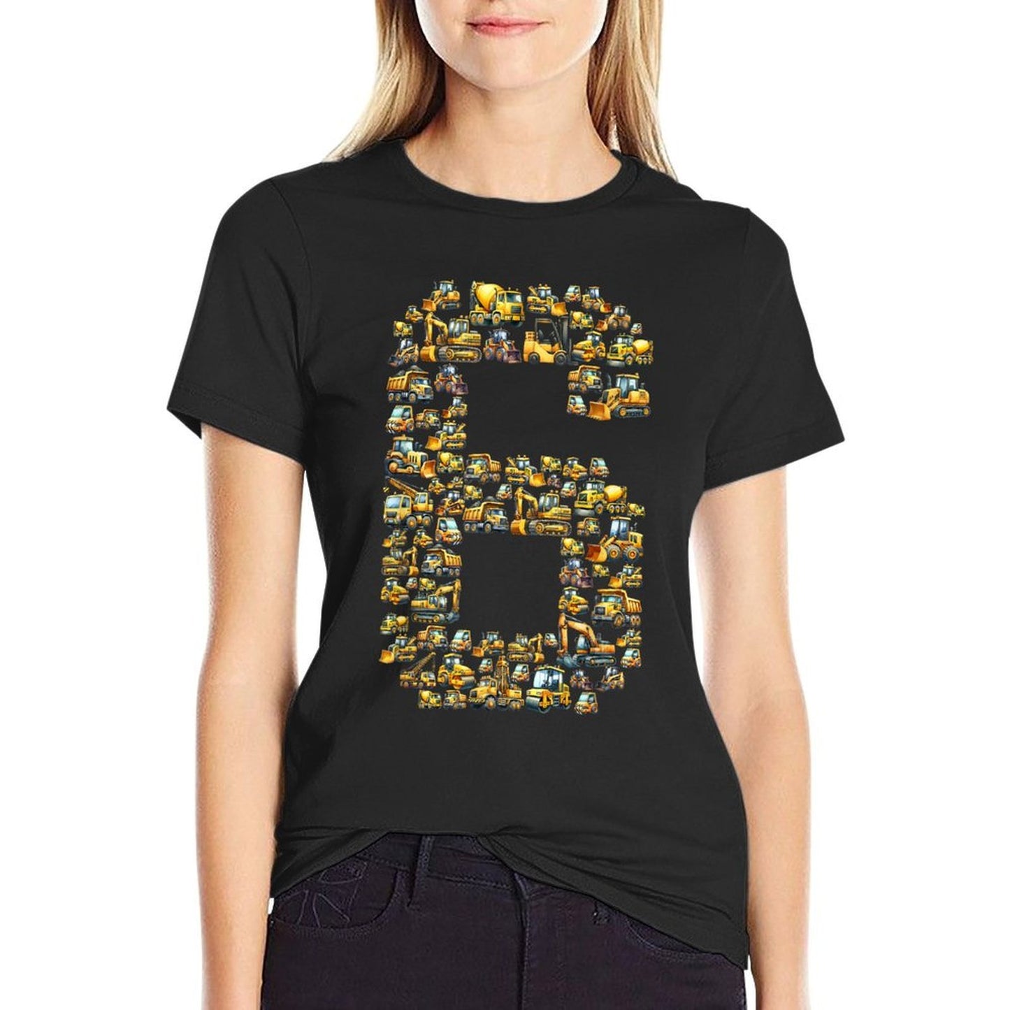 6 Years Old Kids Birthday Construction Boy 6th Birthday Cotton T-Shirt