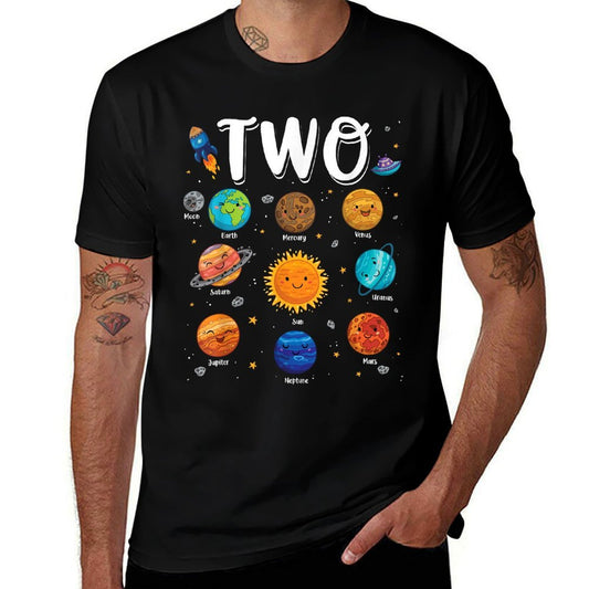 Solar System Planets Two 2 Years Old 2nd Birthday Girl Boy  Quick-drying T-Shirt