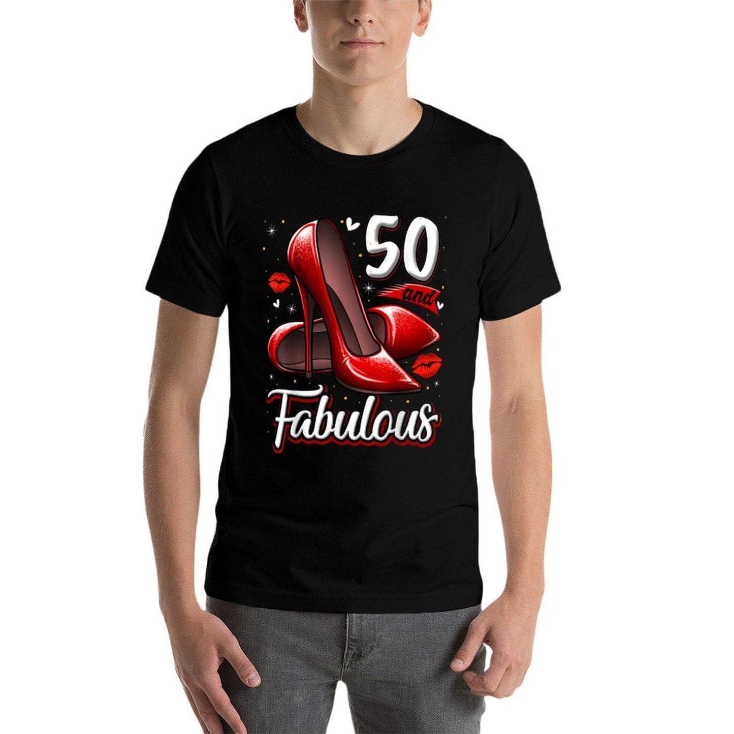 50 And Fabulous High Heels Stepping Into My 50th Birthday Summer-ready Fabric T-Shirt