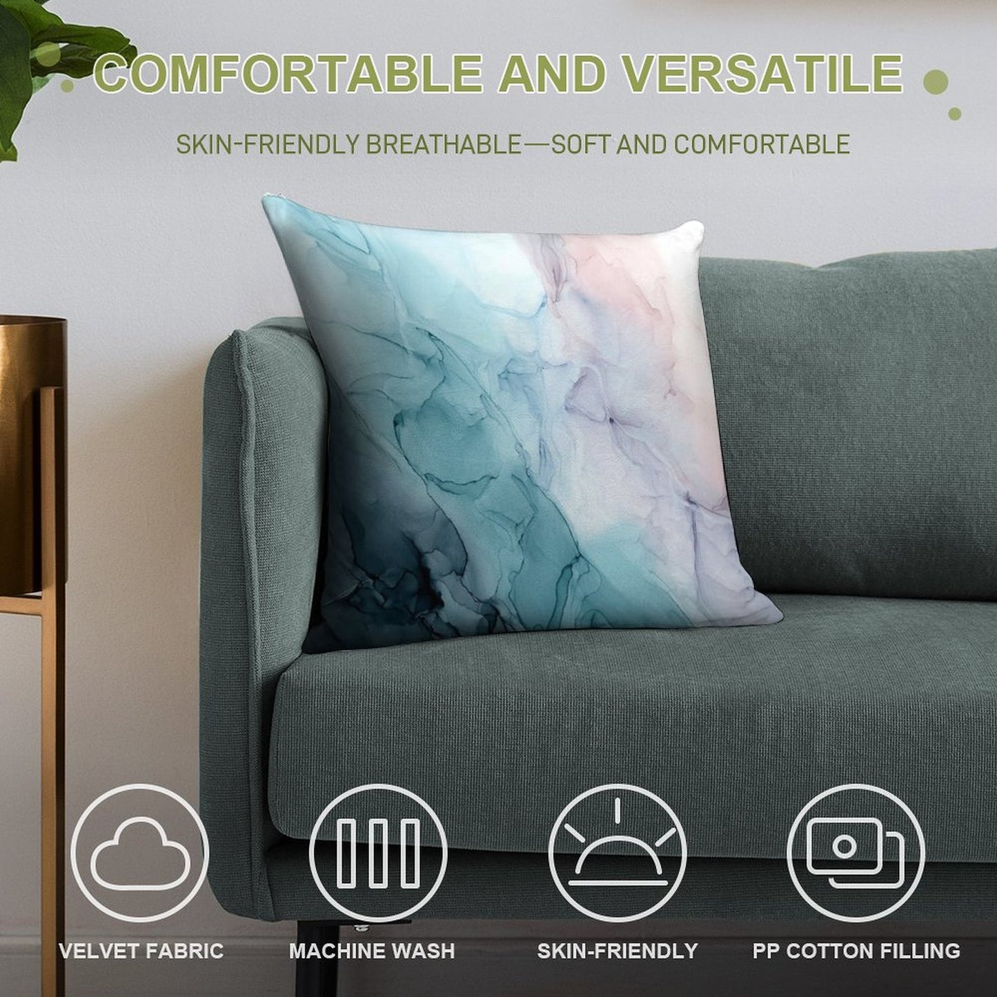 Beachy Pastel Flowing Ombre Abstract 1 Soft Skin-Friendly Throw Pillow