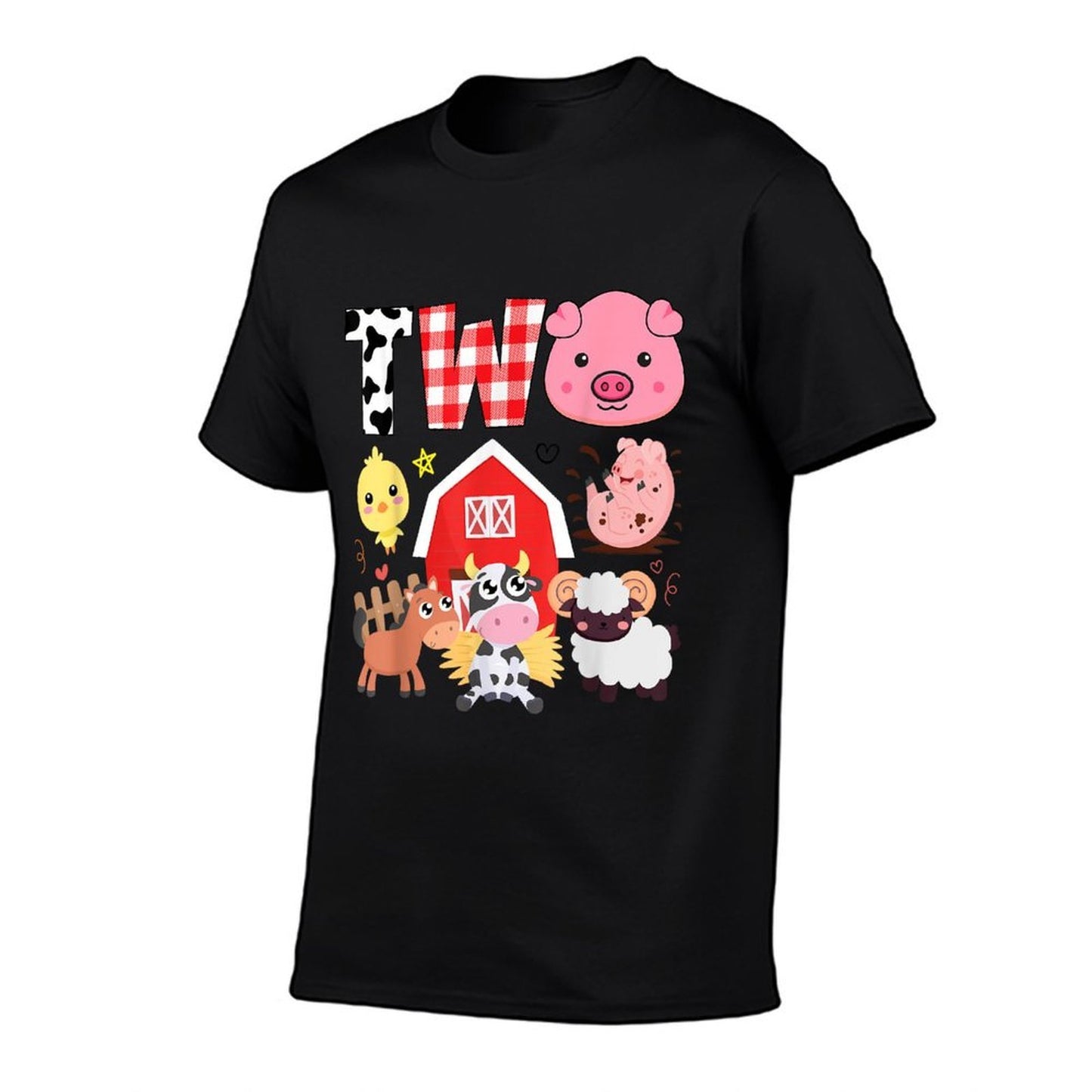 2nd Birthday Two Year Old Farm Theme Animals Birthday Party Wrinkle-resistant T-Shirt
