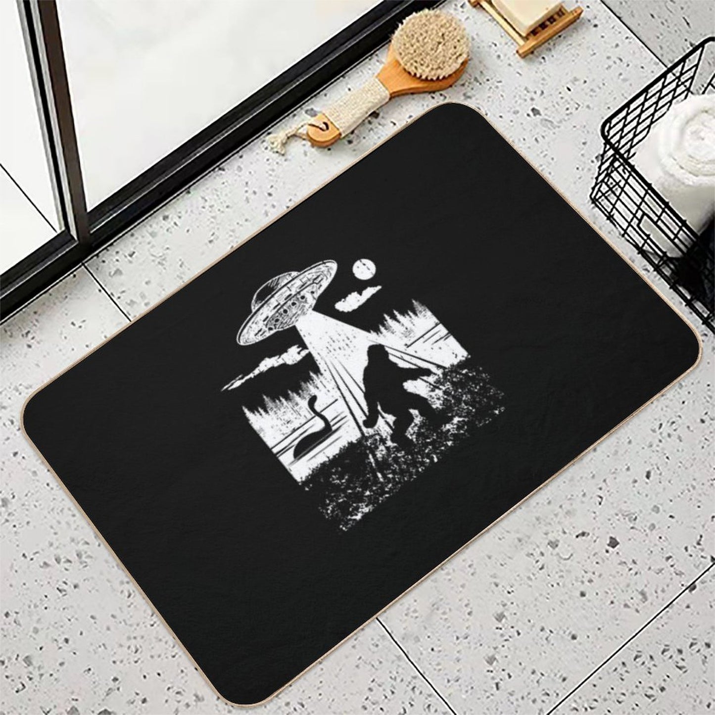 Trend Bigfoot Ufo Abduction Sasquatch Aliens Cryptozoology Pet-Safe Bath Mat
