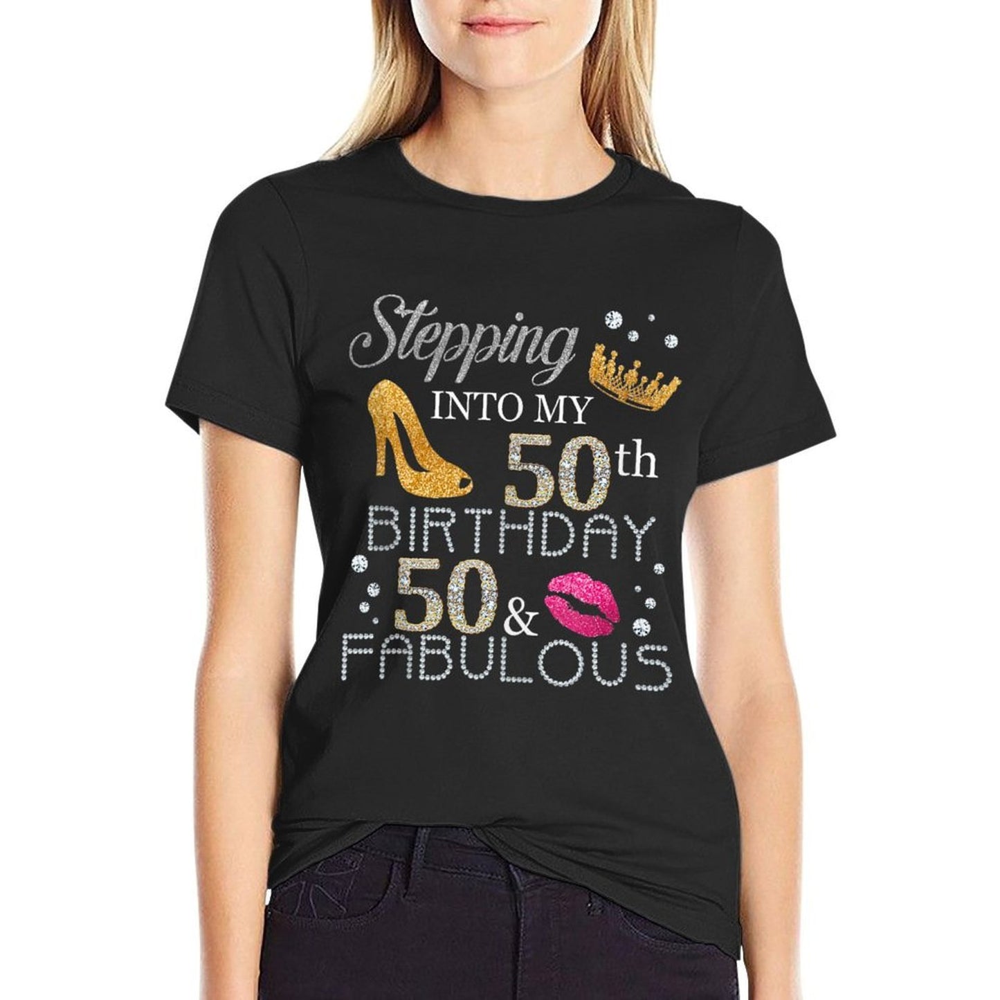 Stepping Into My 50th Birthday 1973 For Women 50th Bday Summer-ready Fabric T-Shirt