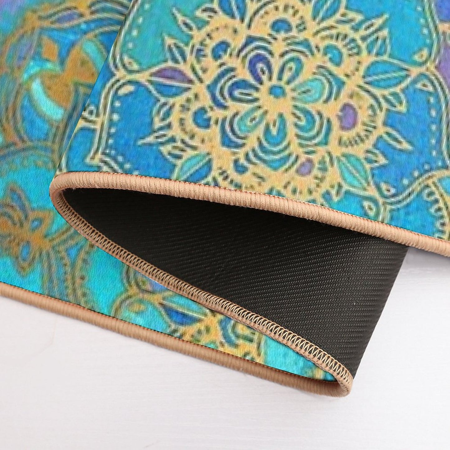 Sapphire & Jade Stained Glass Mandalas Multi-Purpose Bath Mat