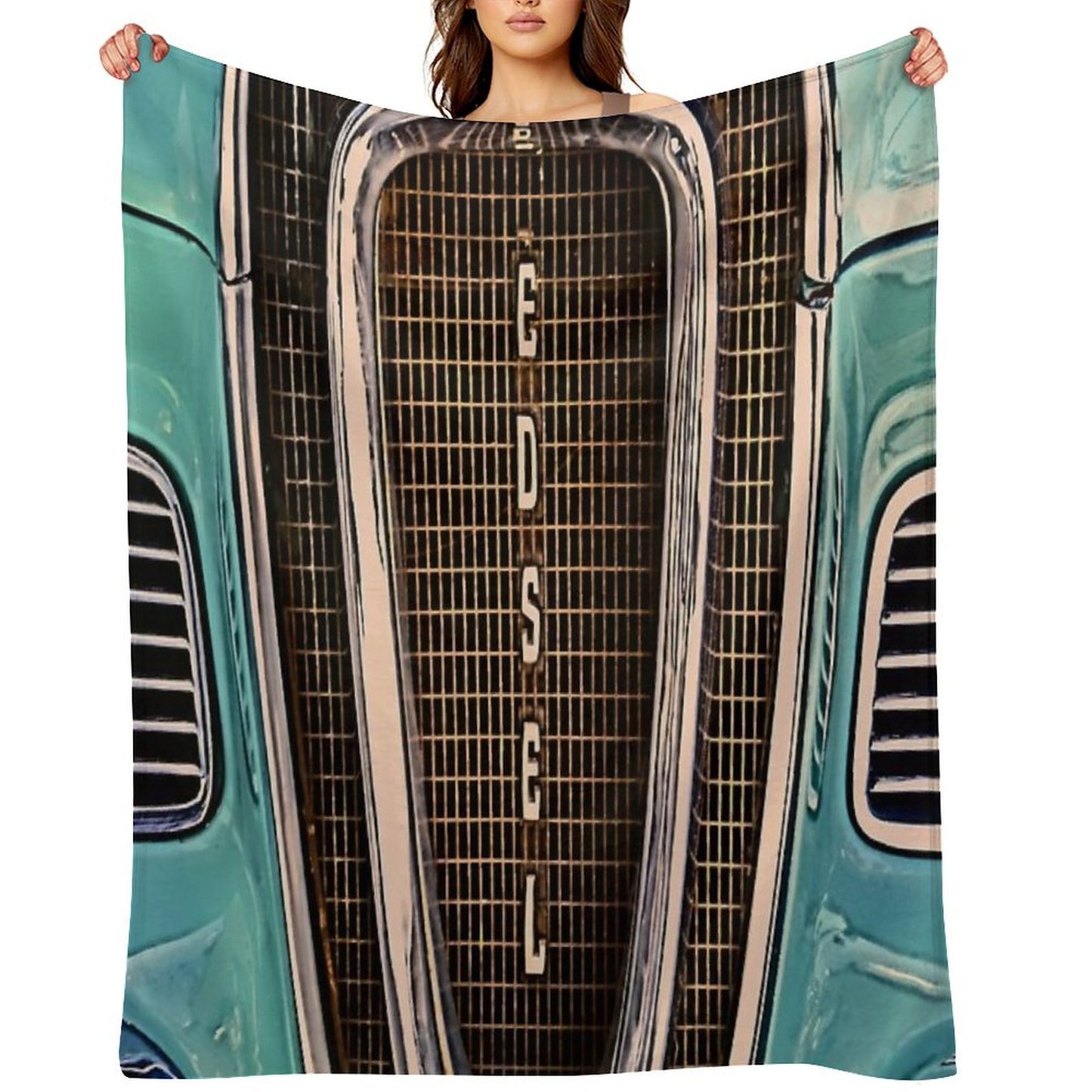 Ford Edsel Classic Car Grill And Logo Premium Throw Blanket
