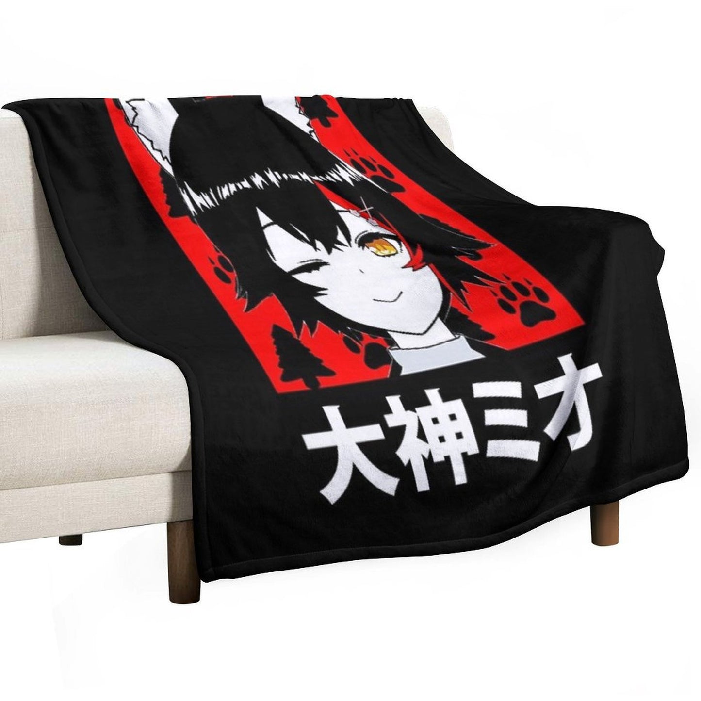 Hololive Ookami Mio Short Hair Easy Care Throw Blanket