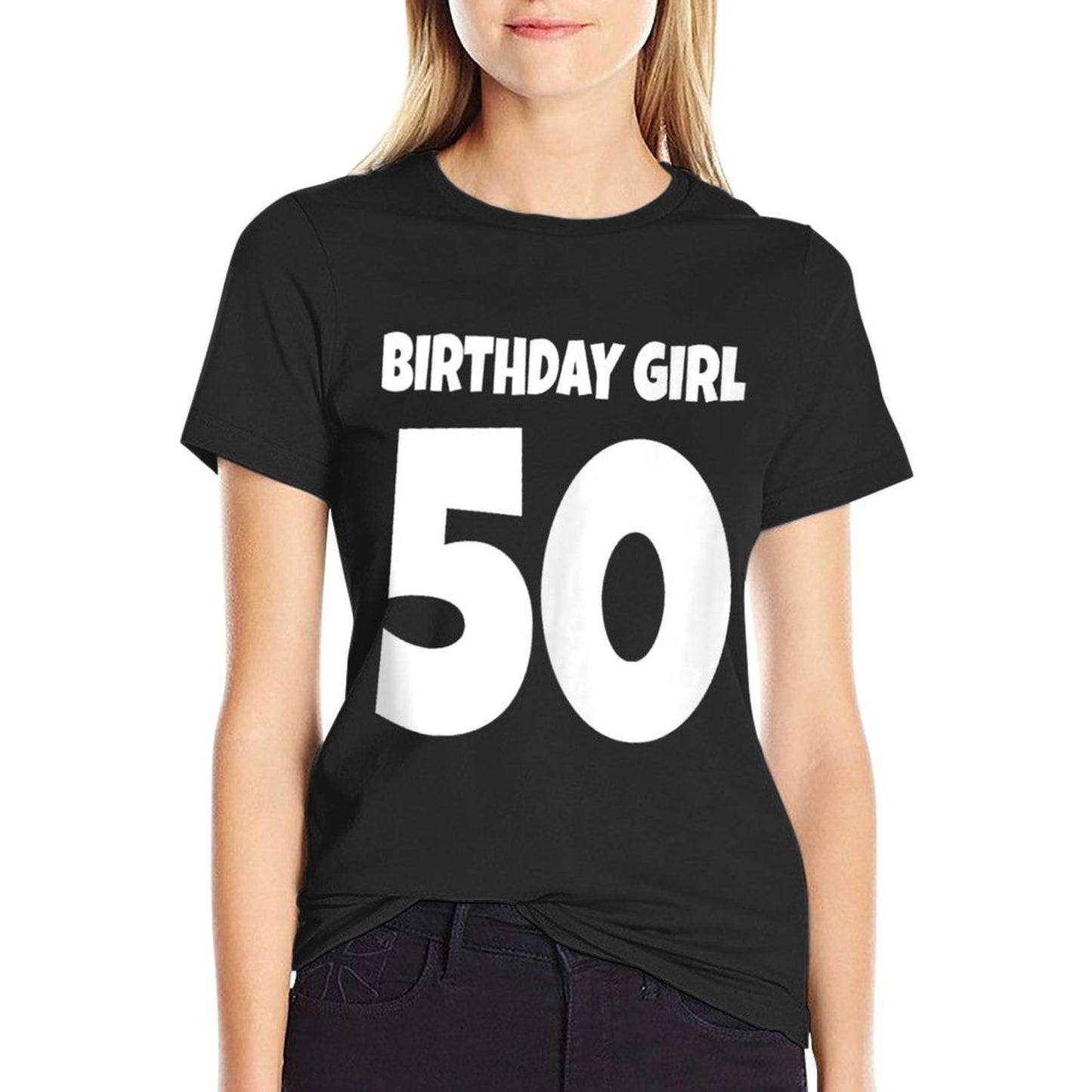 Birthday Girl 50 Womens 50th Birthday Party Oversized Silhouette T-Shirt