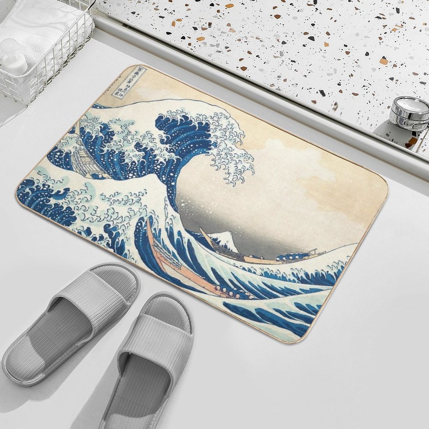Great Blue Wave Kanagawa Hokusai Mt Fuji Edo Tokyo Japan Anti-Trip Bath Mat