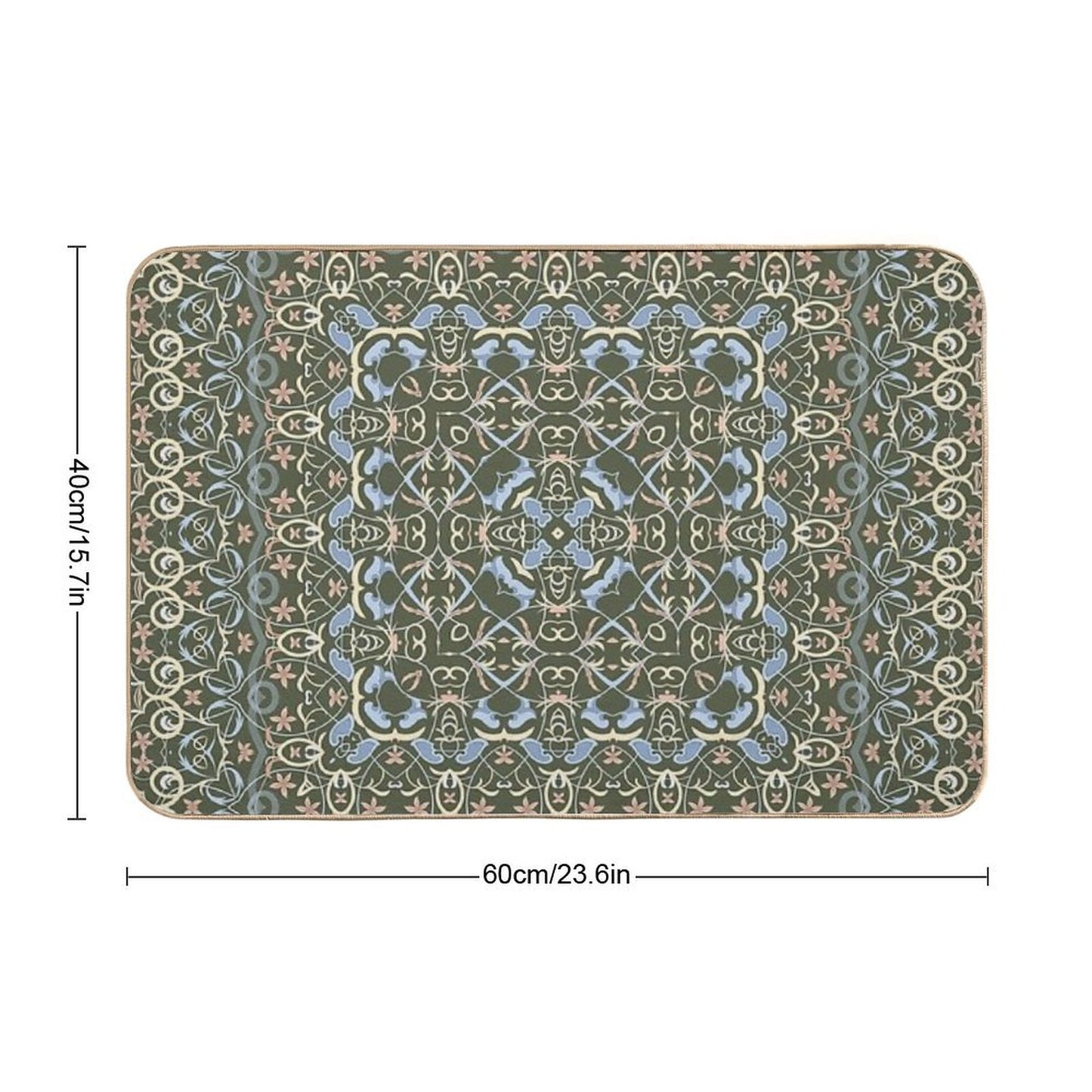 Arabic Ornate Square Pattern Multi-Purpose Bath Mat