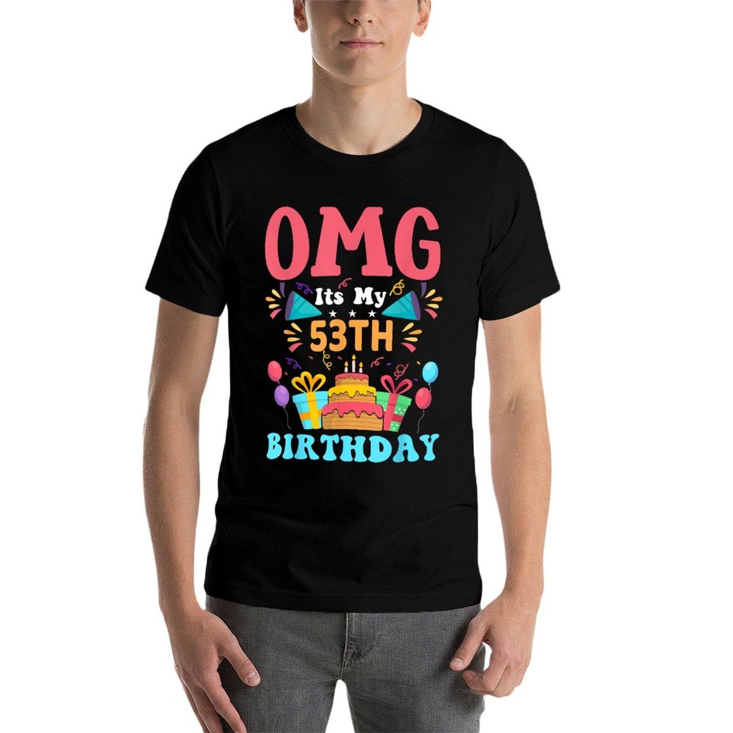 53 Year Old Birthday Party Gift Omg Happy 53th Birthday Polyester Blend T-Shirt