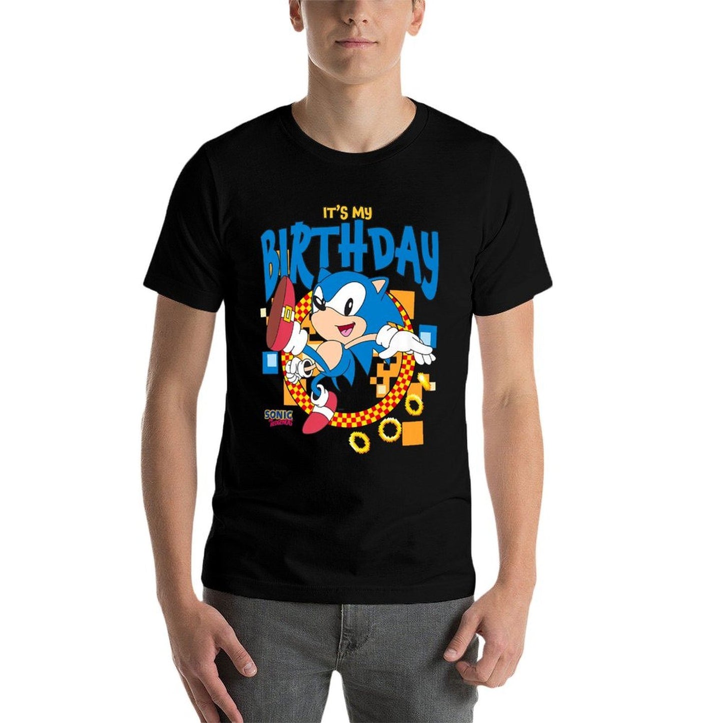 Sonic The Hedgehog Birthday Its My Birthday Cheering Sonic Premium  Fade-proof Color T-Shirt