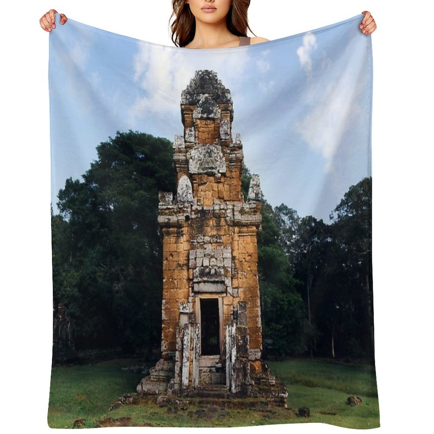 Cambodia Ankor Wat Temple, Single Suor Prat Tower Versatility Throw Blanket