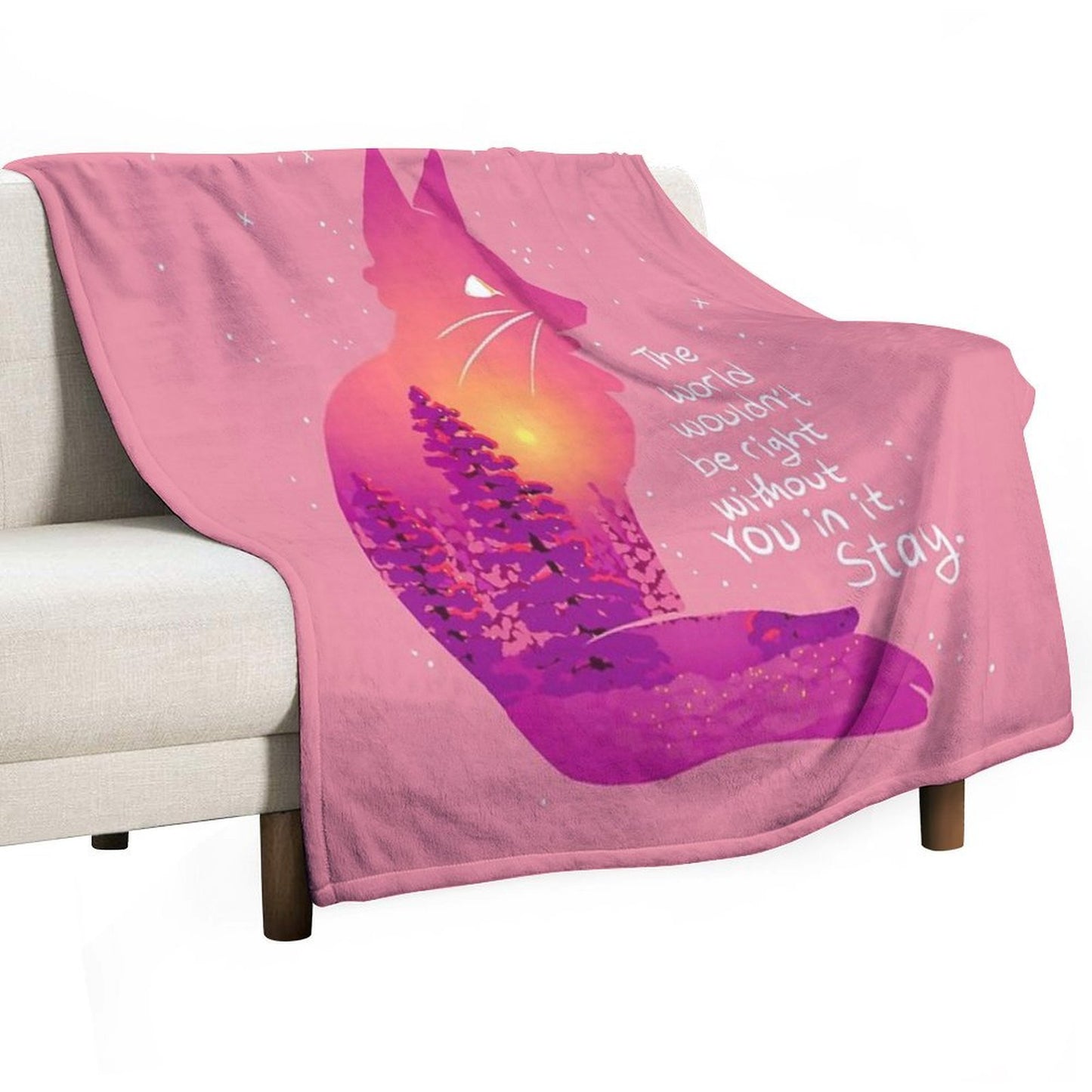 The World Wouldn't Be Right Without You Snowy Sunset Fox Gift-ready Throw Blanket