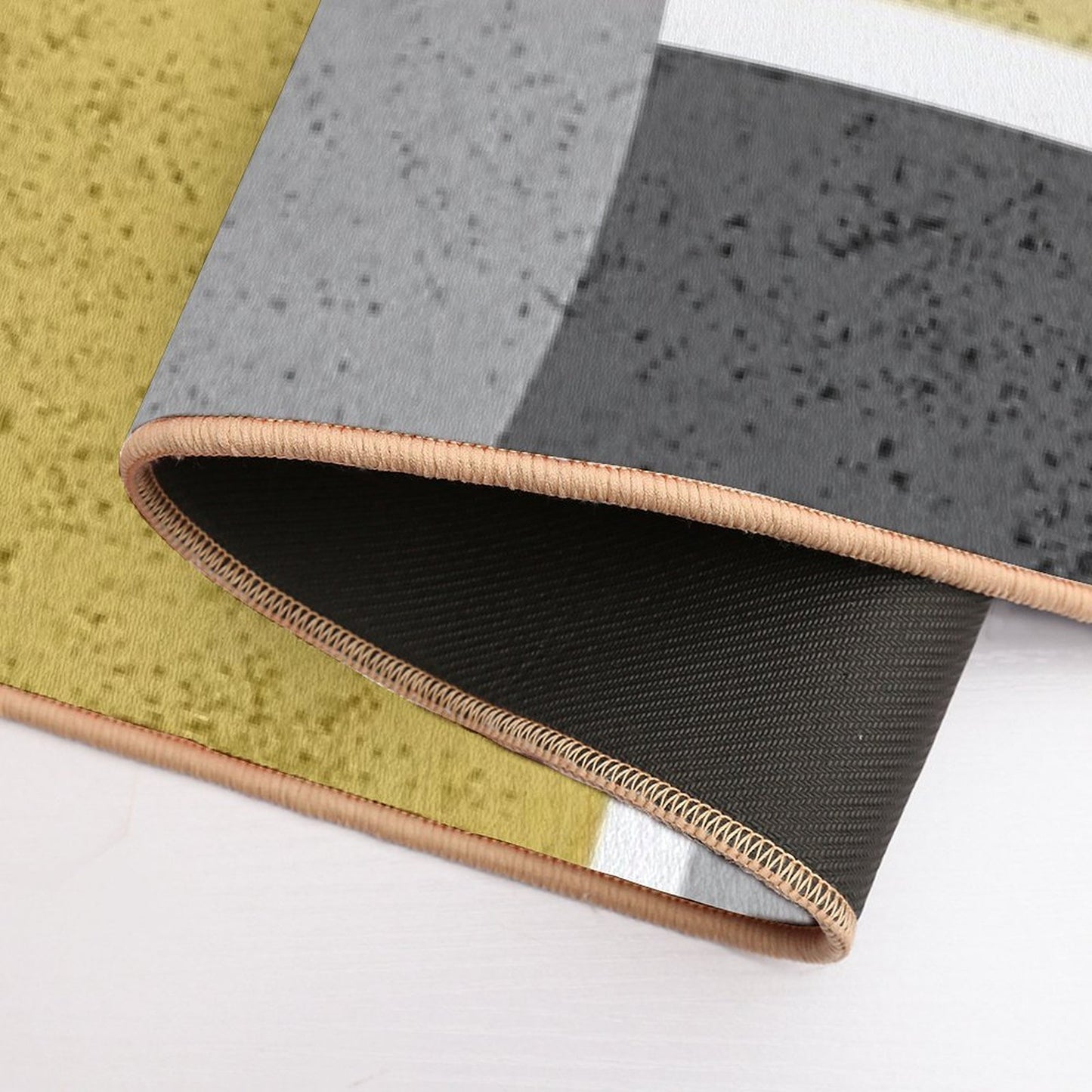 Modern Yellow & Gray Geometric Versatile Bath Mat