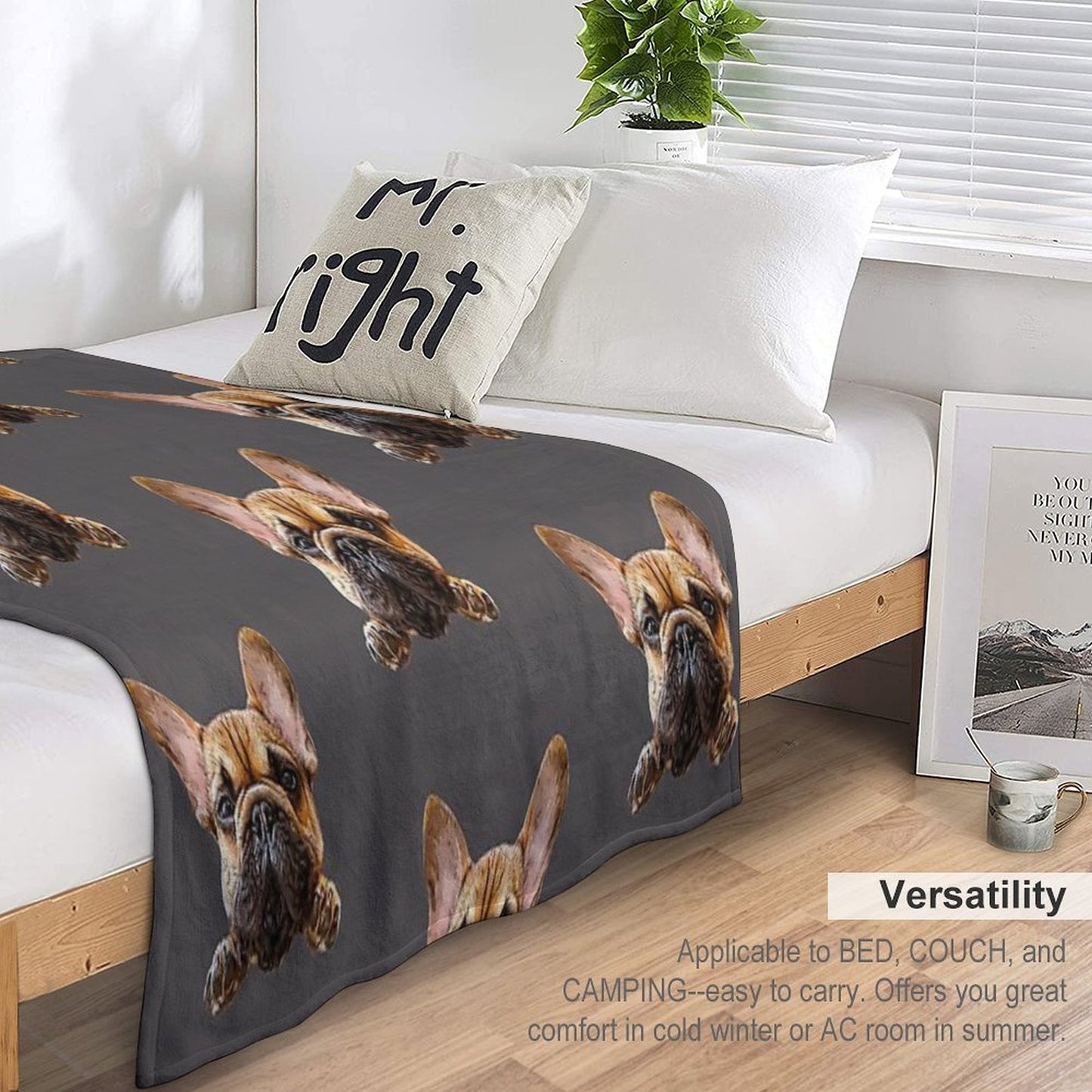 French Bulldog Frenchie Cuteness Shrink-resistant Throw Blanket