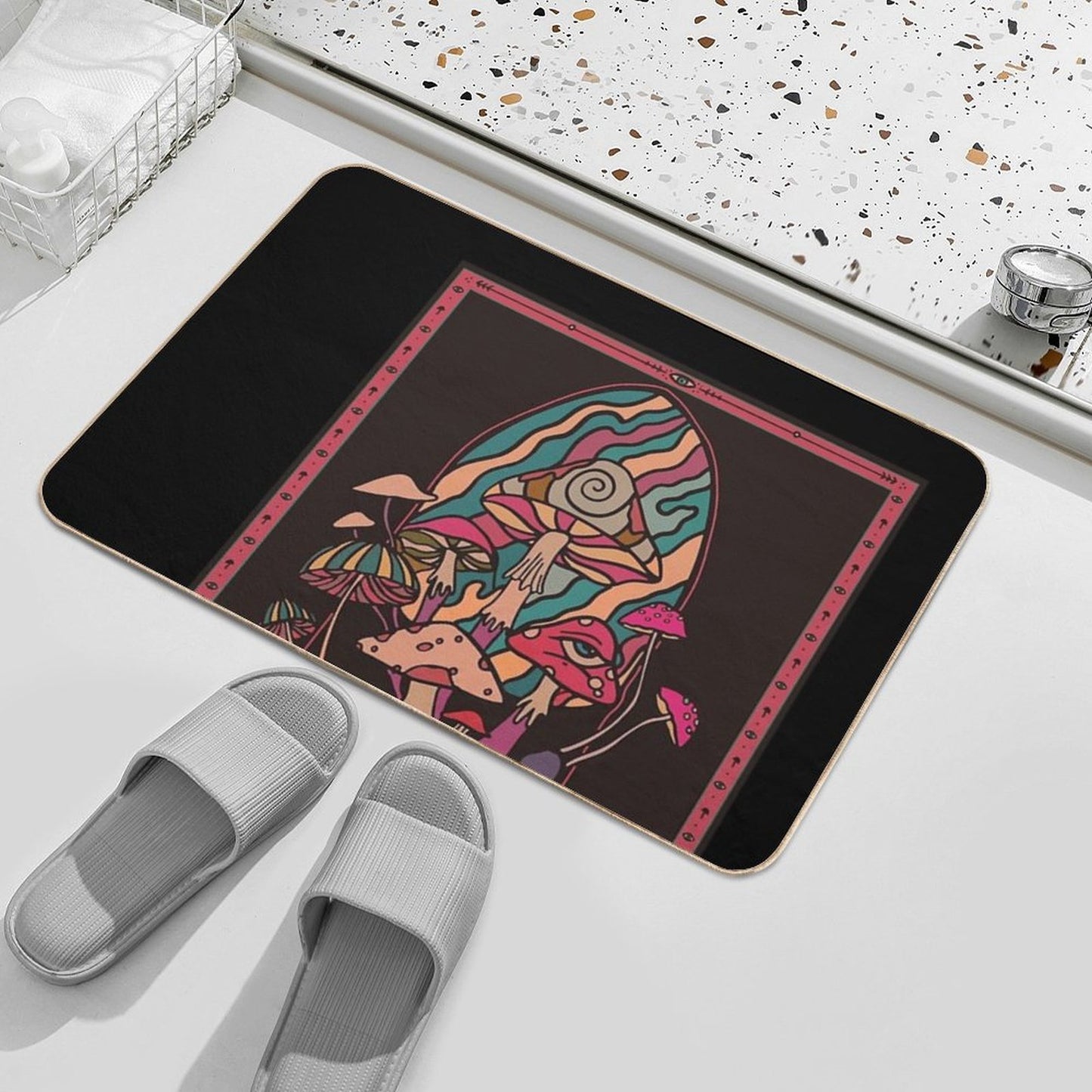 The Mushroom Tribe Garden of Shrooms Pet-Safe Bath Mat