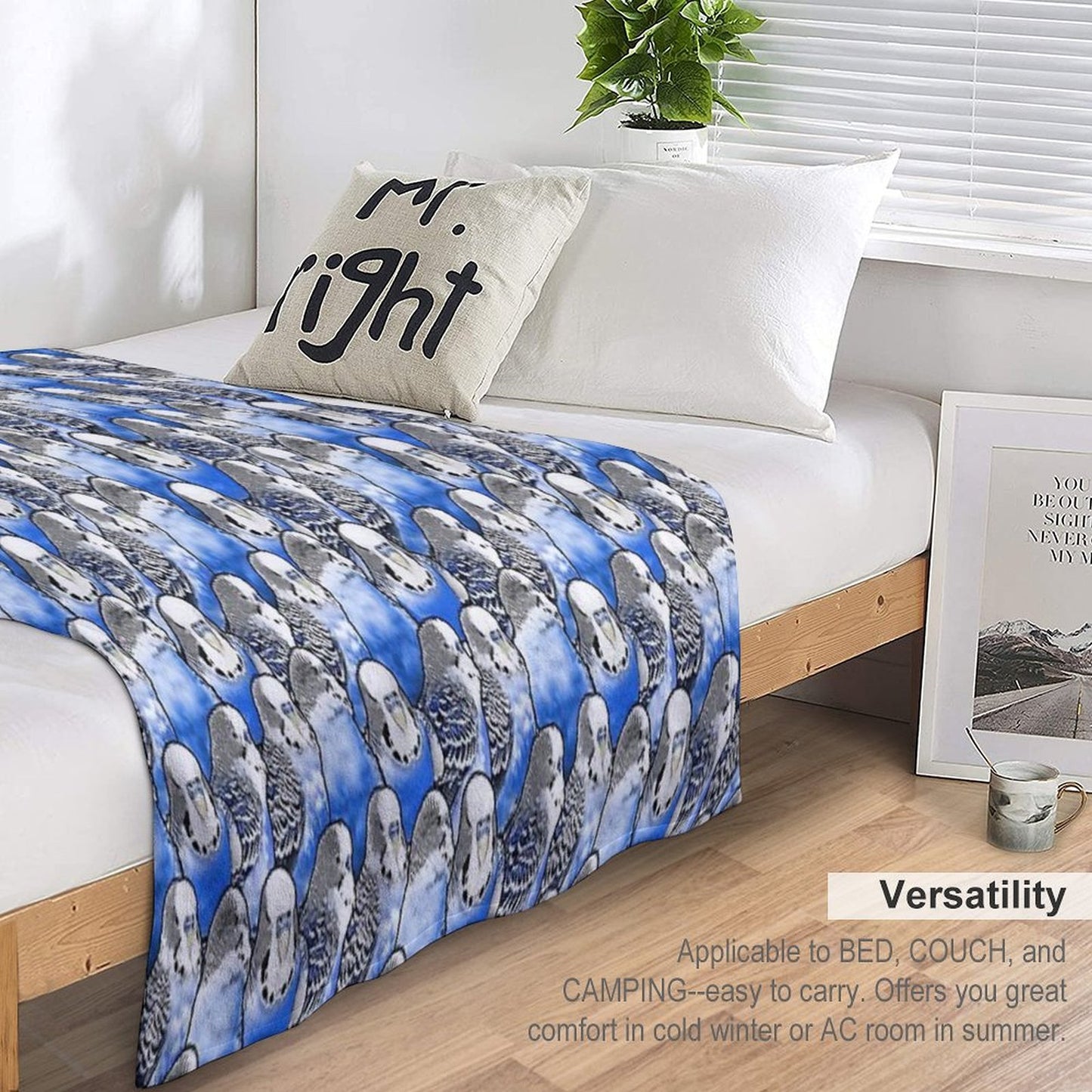 Budgie Blue Pattern All-season Throw Blanket