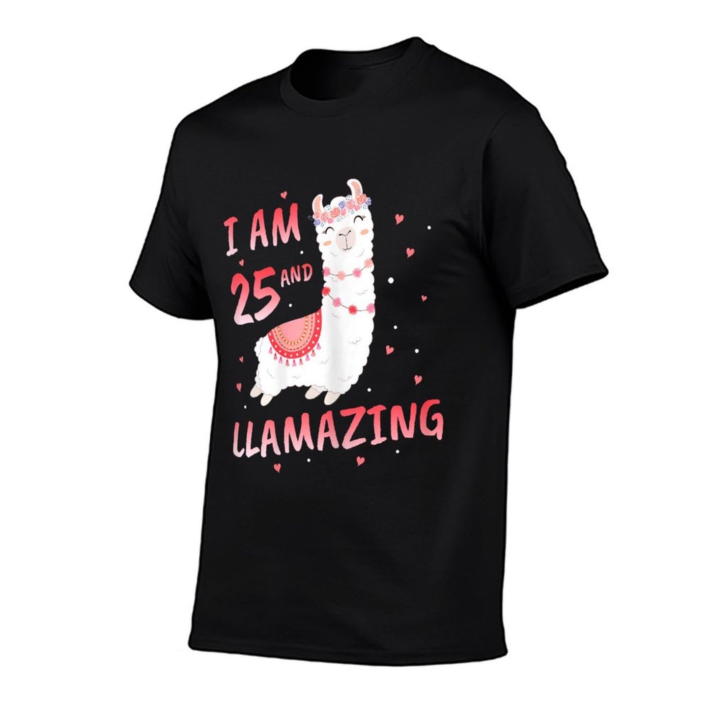 I Am 25 Years Old And Llamazing Llama 25th Birthday Rolled Sleeves T-Shirt